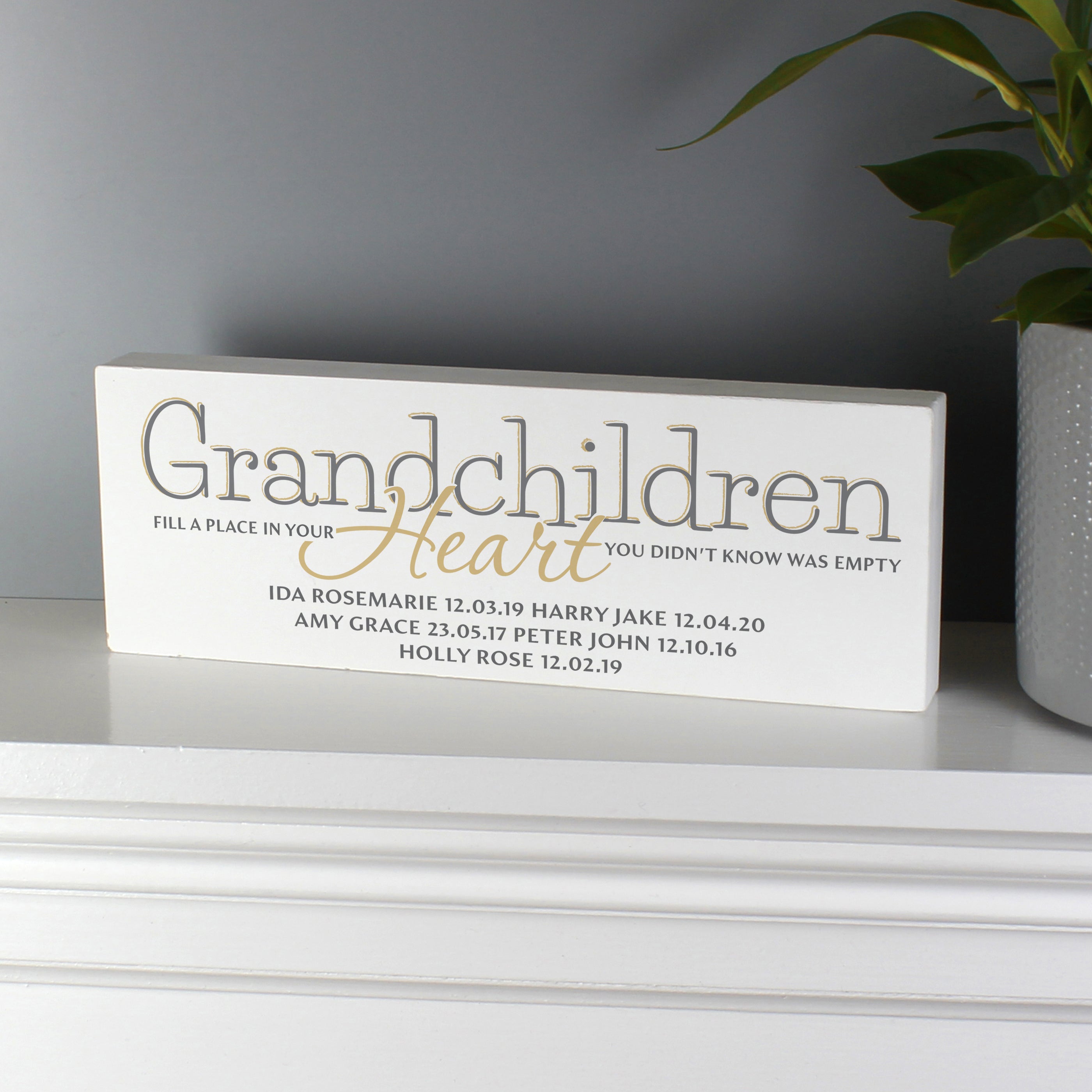 Personalised Grandchildren Wooden Block Sign