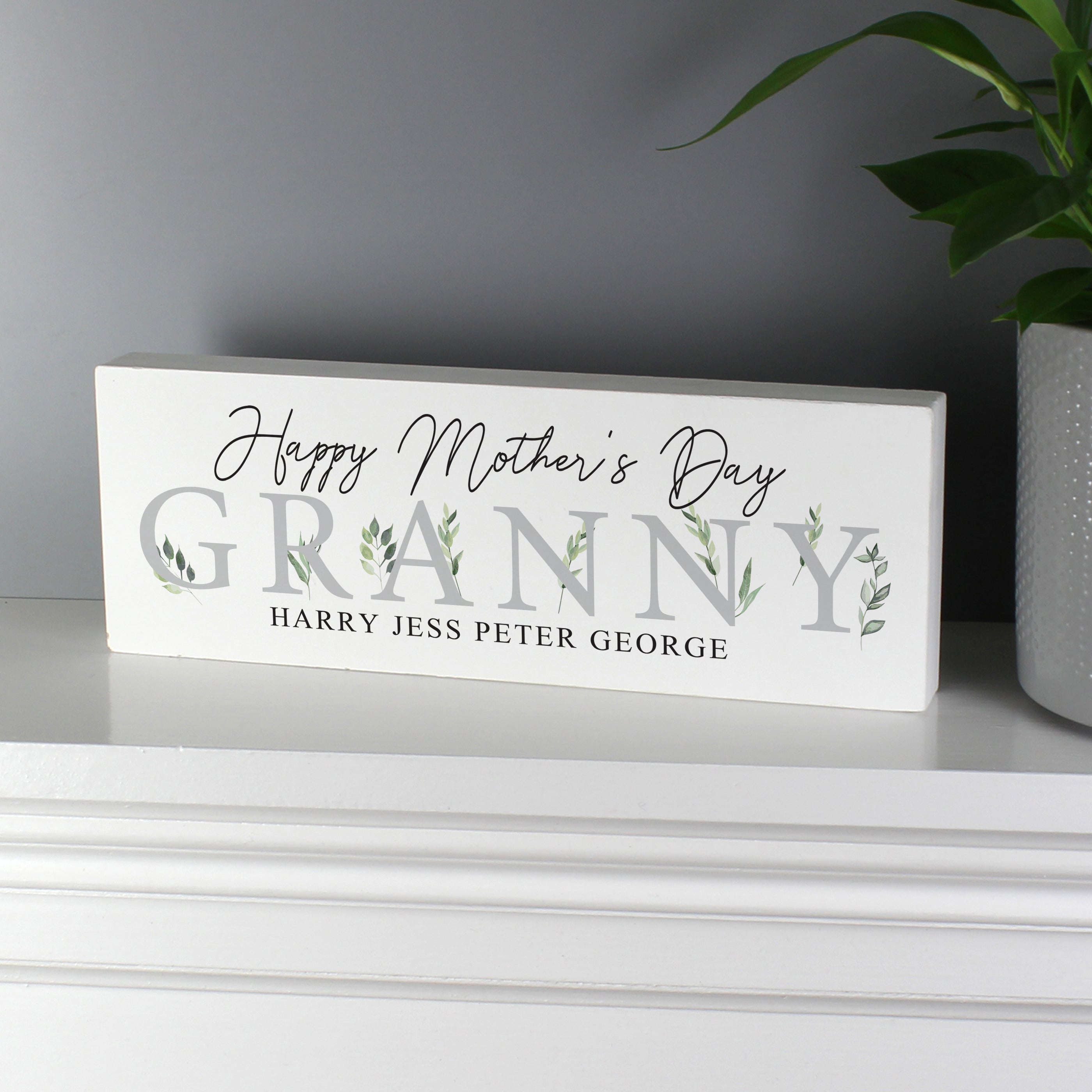 Personalised Botanical Wooden Mantel Decoration