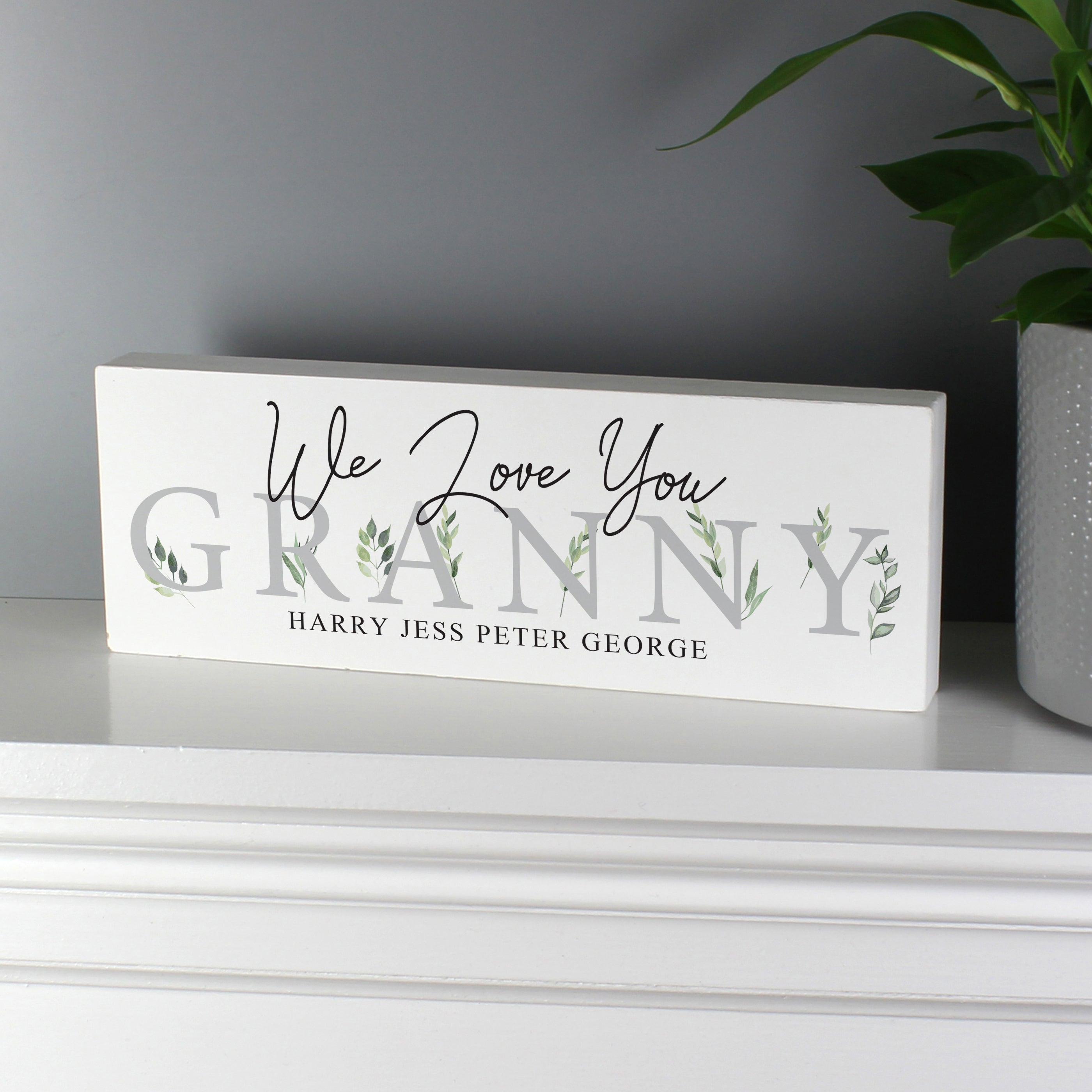 Personalised Botanical Wooden Mantel Decoration