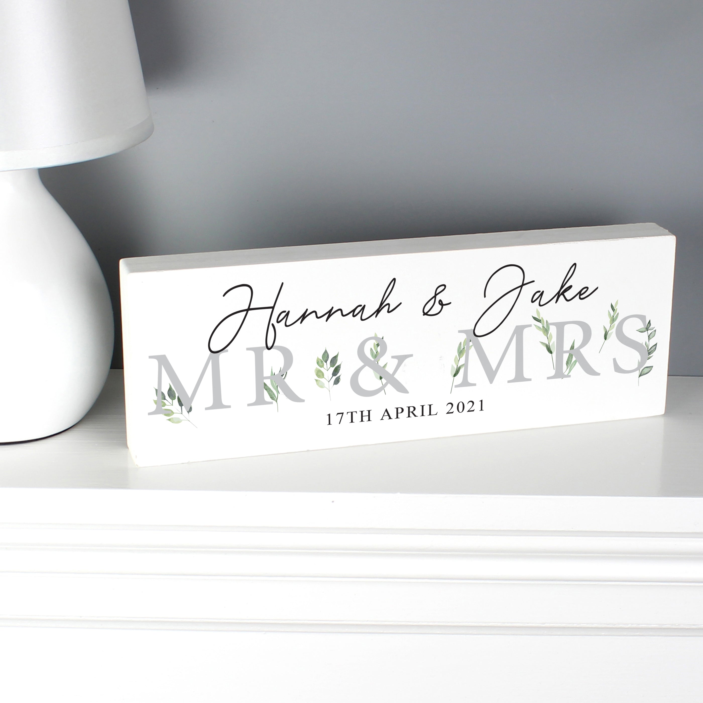 Personalised Botanical Wooden Mantel Decoration