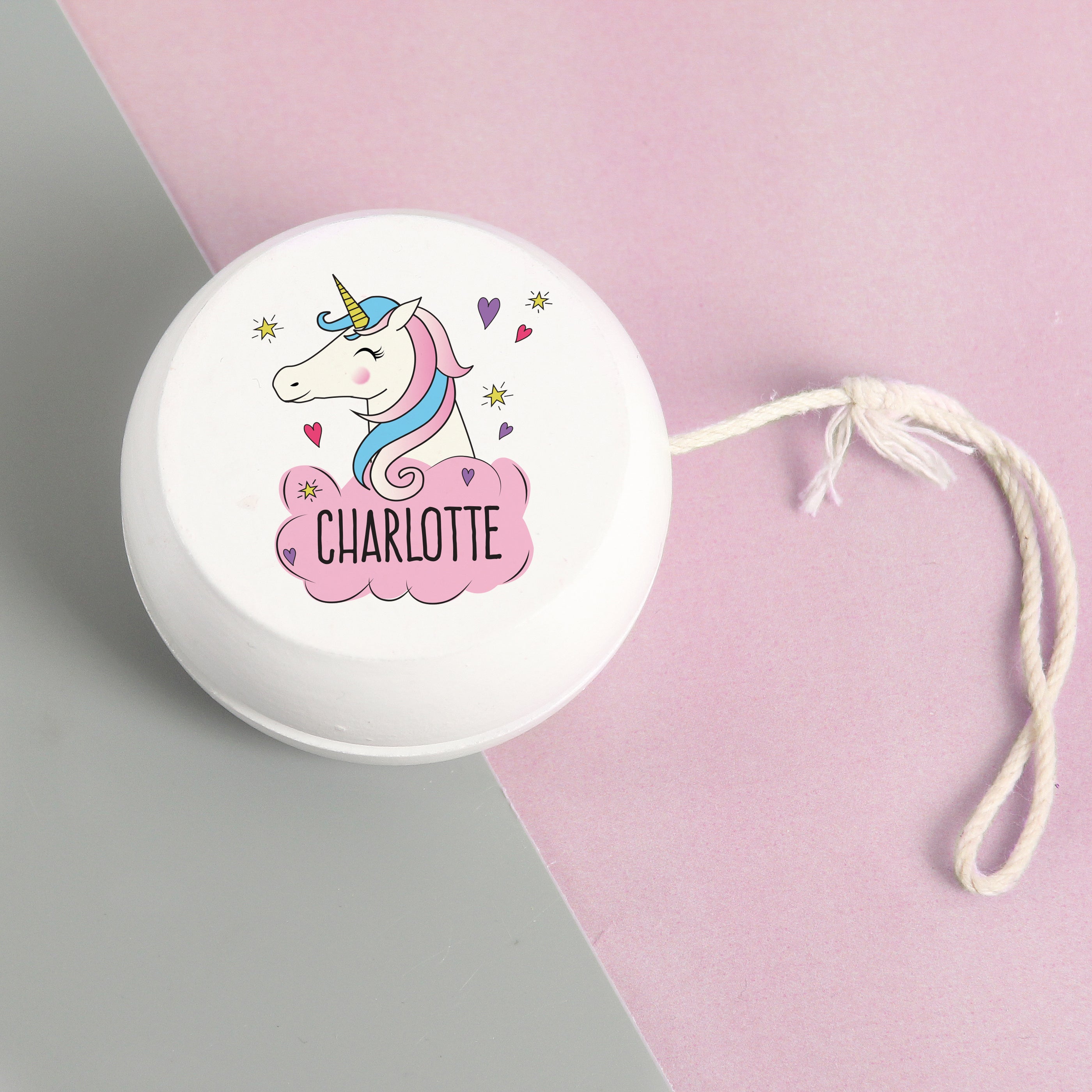 Personalised Unicorn White Wooden Yoyo