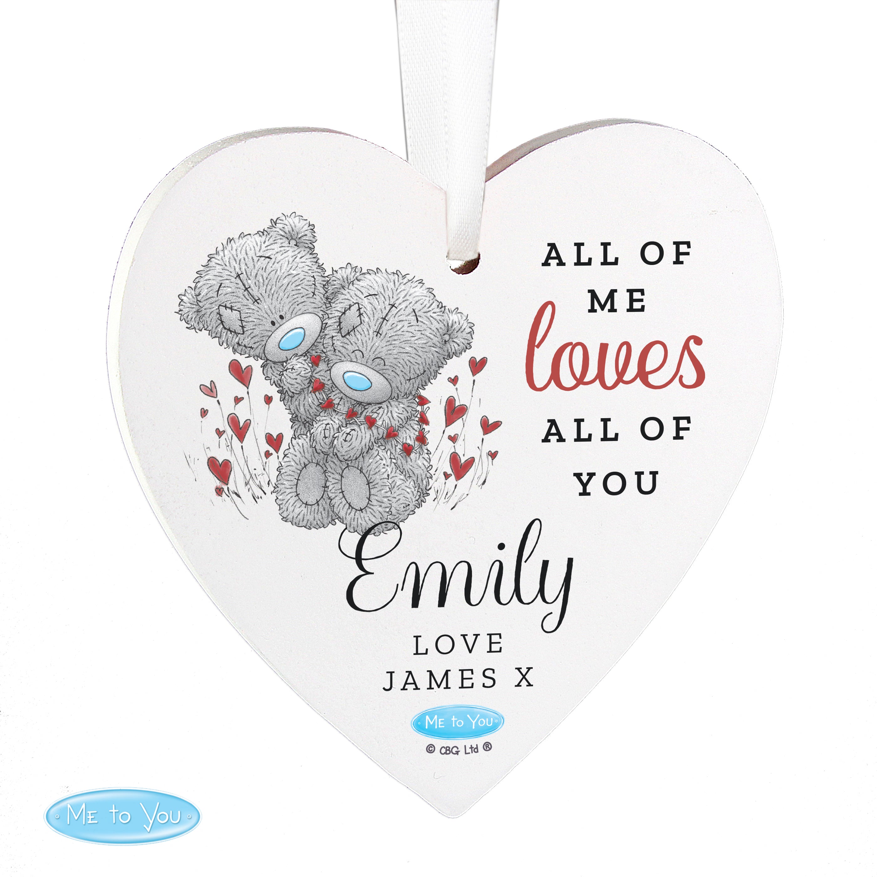 Personalised Me to You Valentine Wooden Heart Decoration