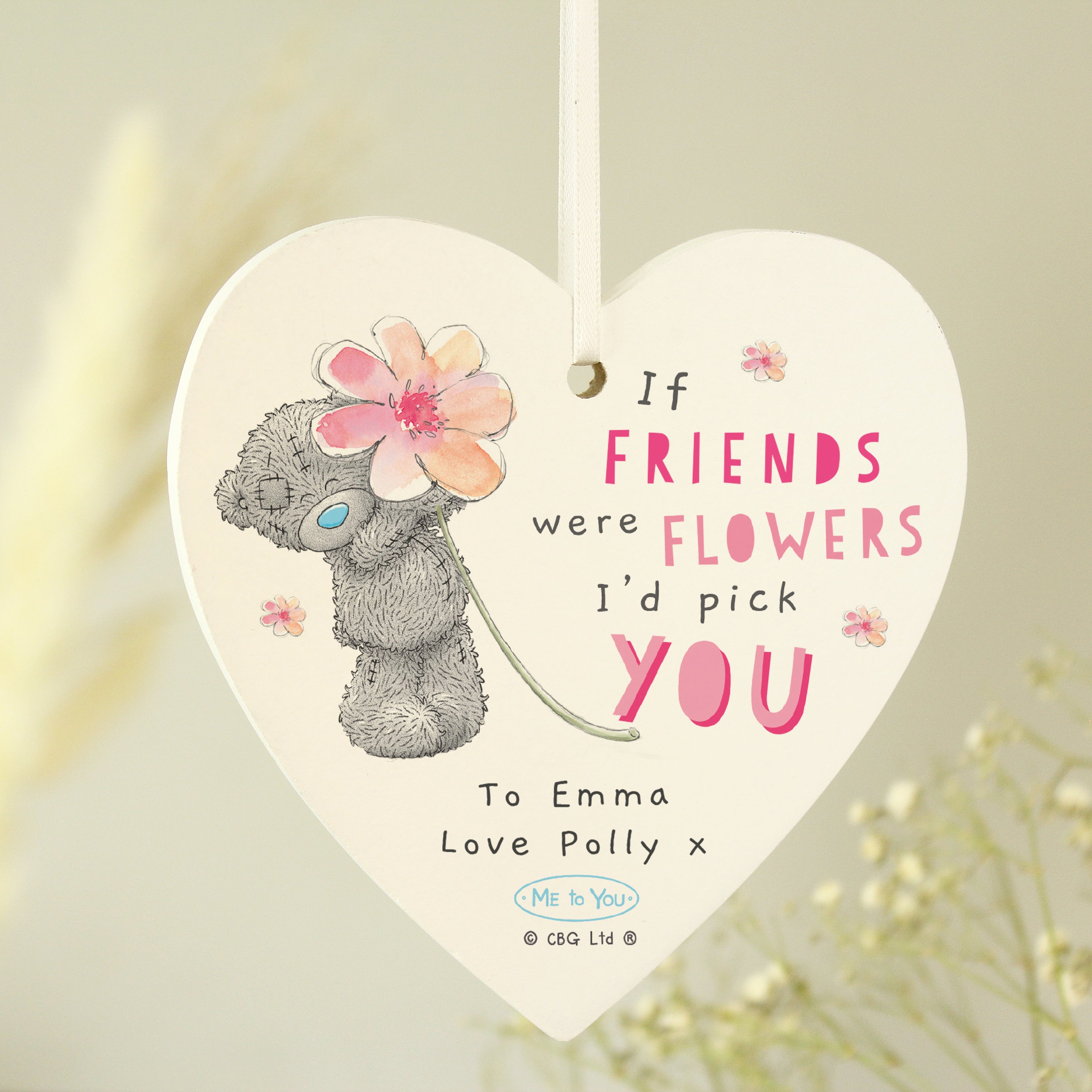 Personalised Me To You If... Were Flowers Wooden Heart Decoration