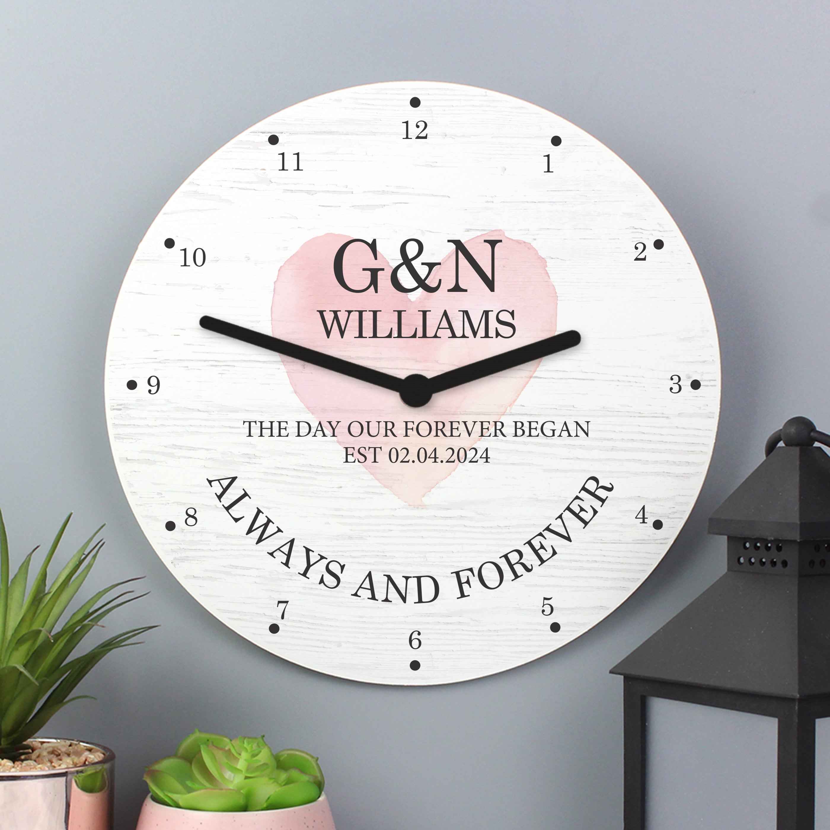 Personalised Couples Wooden Clock