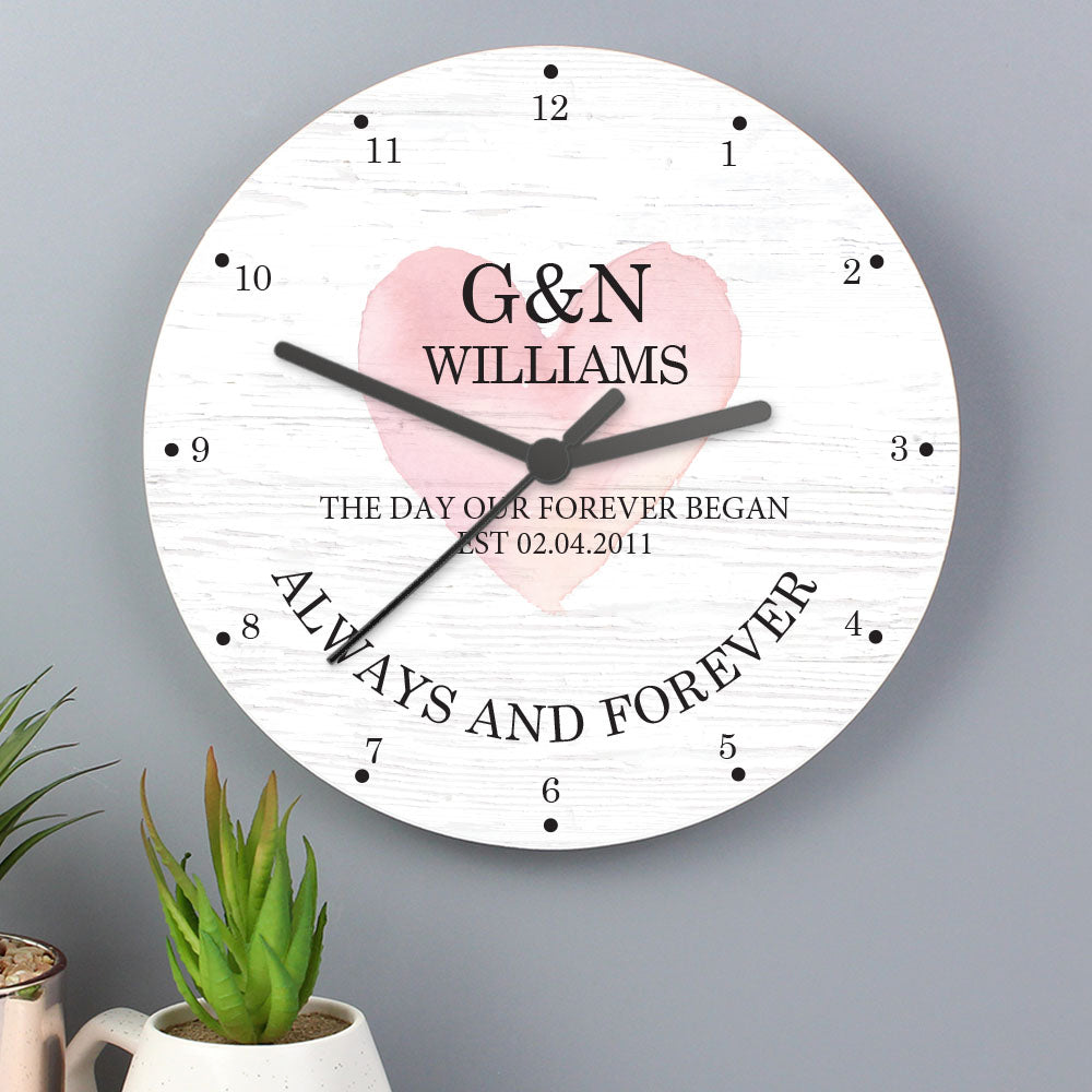 Personalised Couples Wooden Clock