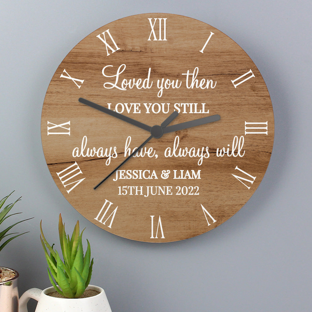 Personalised Free Text Wood Effect Clock