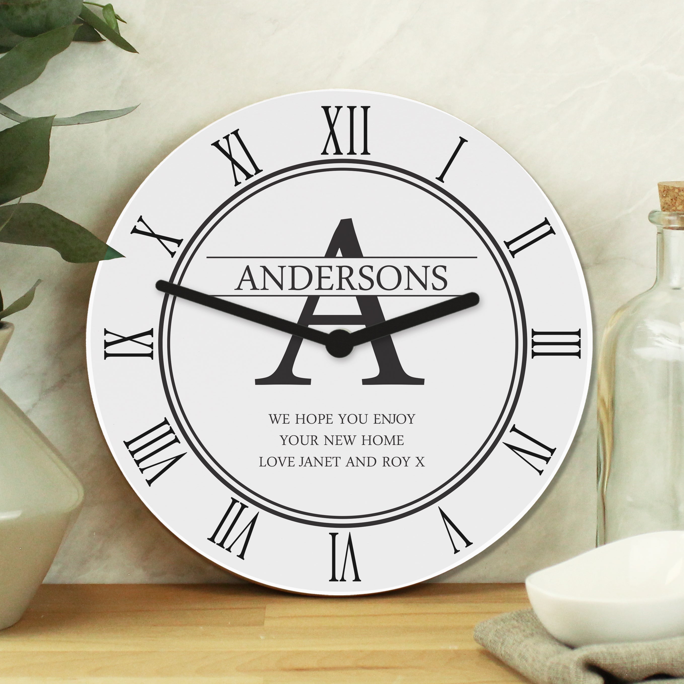 Personalised Family Name & Initial Wooden Clock