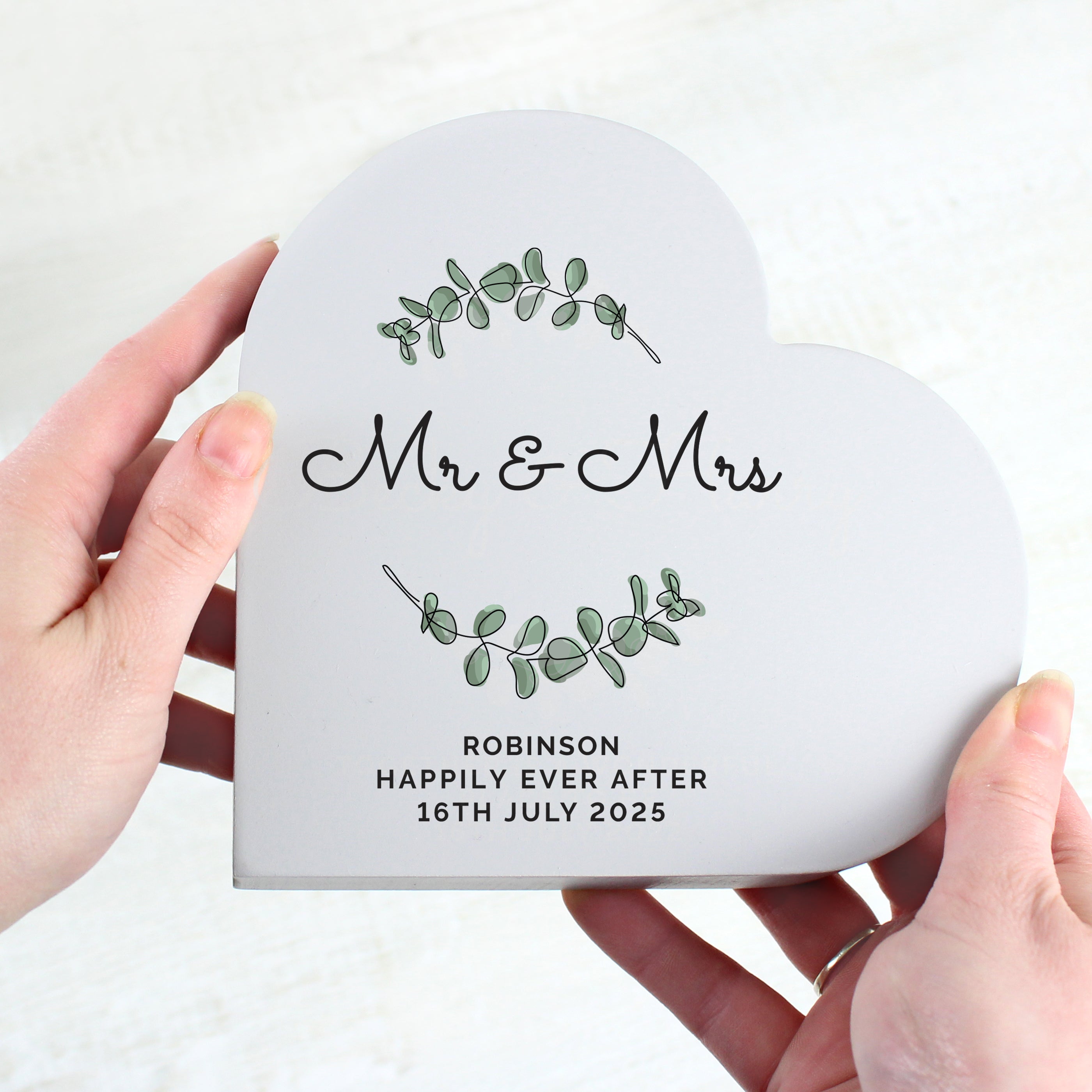 Personalised Botanical Free Standing Heart Ornament