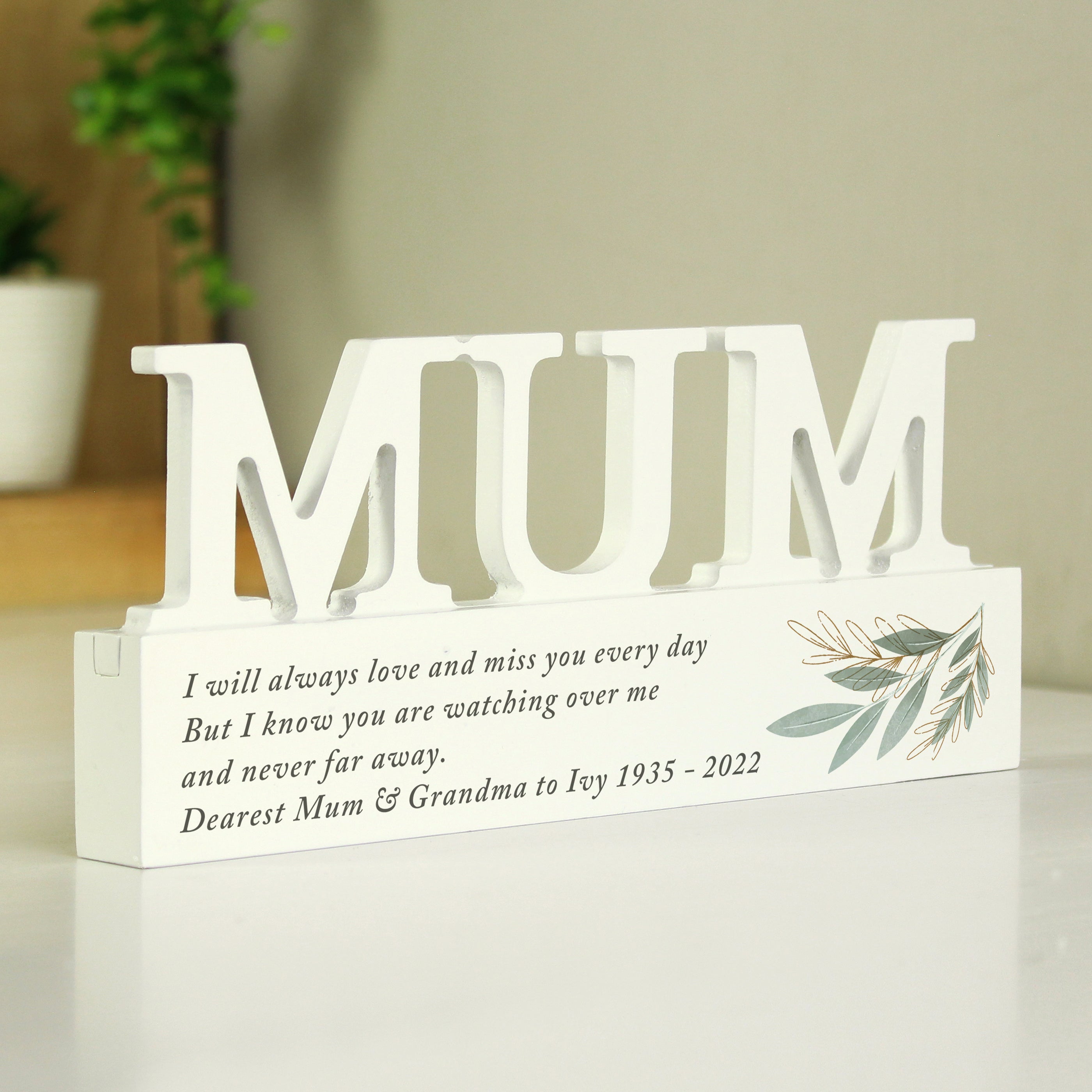 Personalised Botanical Wooden Mum Ornament