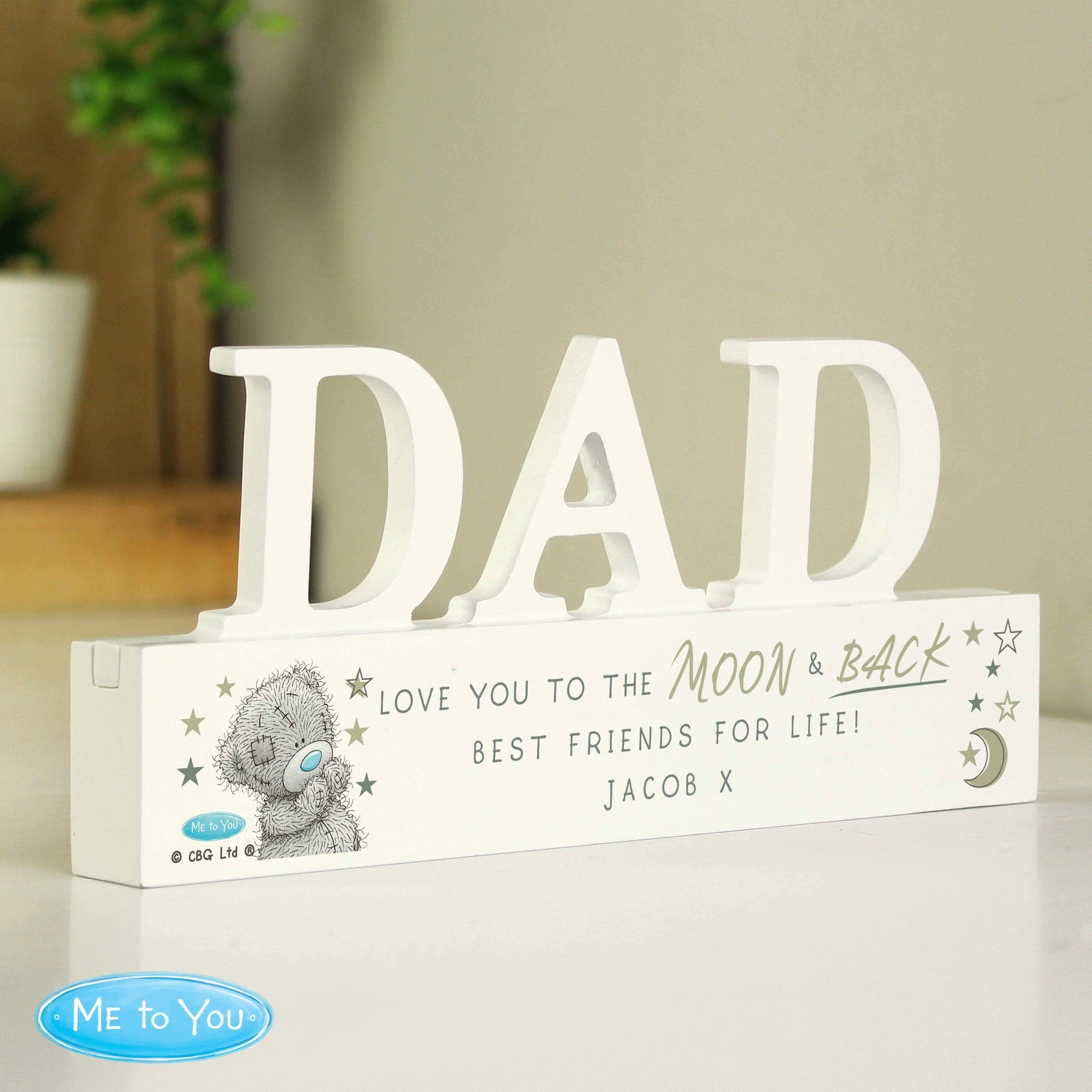 Personalised Me To You Moon and Back Wooden Dad Ornament