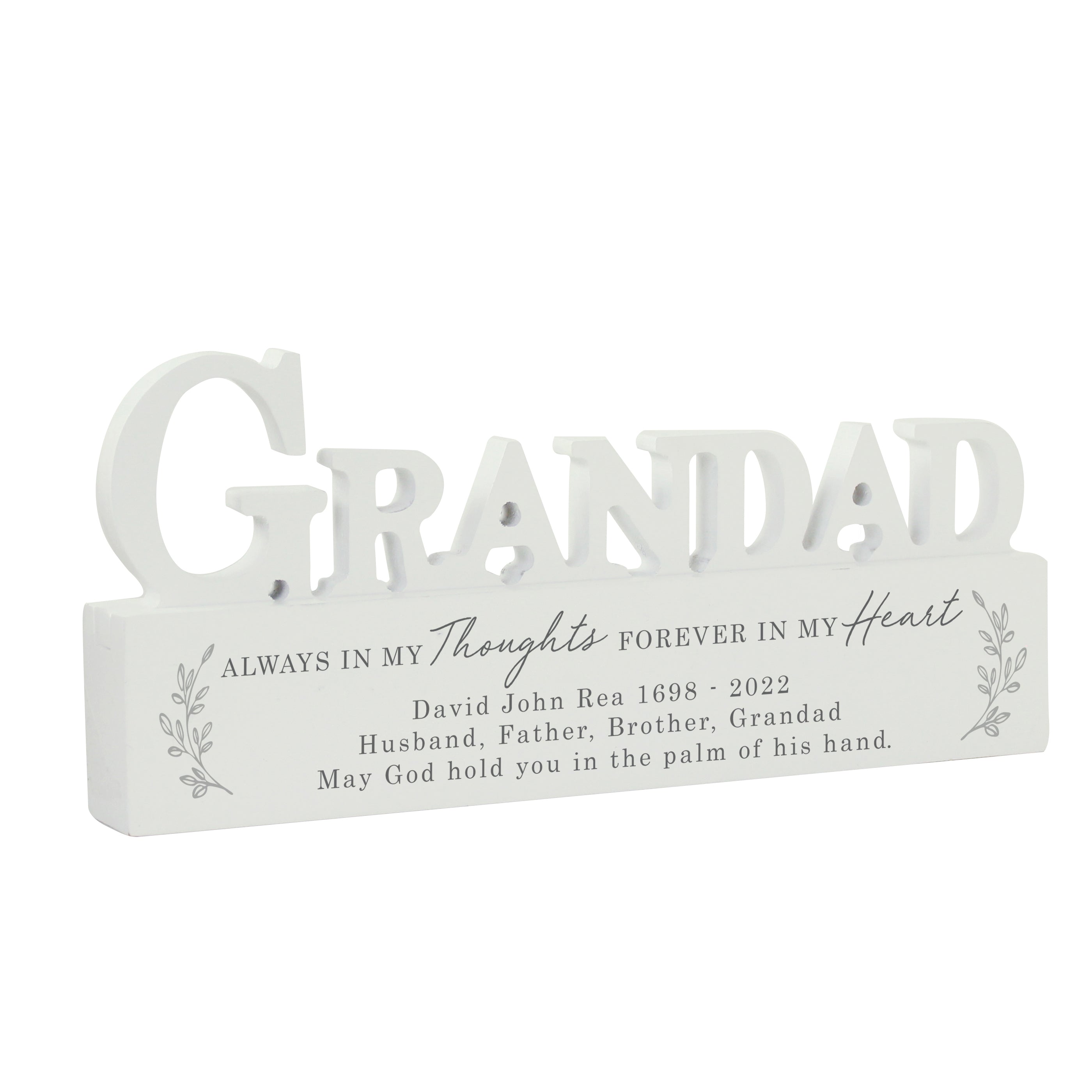 Personalised In Loving Memory Wooden Grandad Ornament