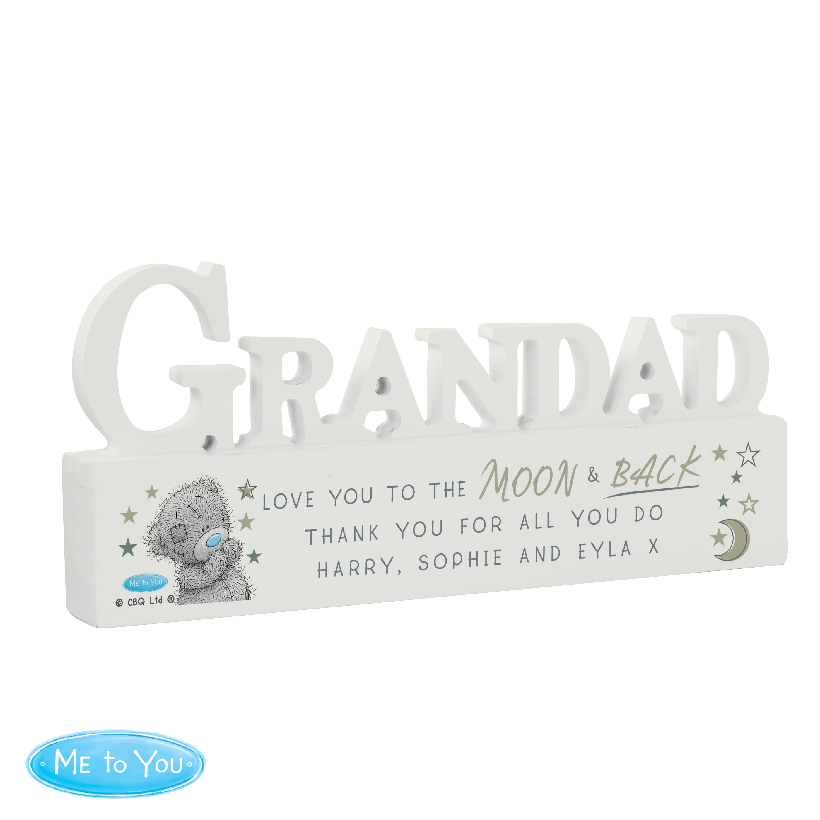 Personalised Me To You Moon and Back Wooden Grandad Ornament