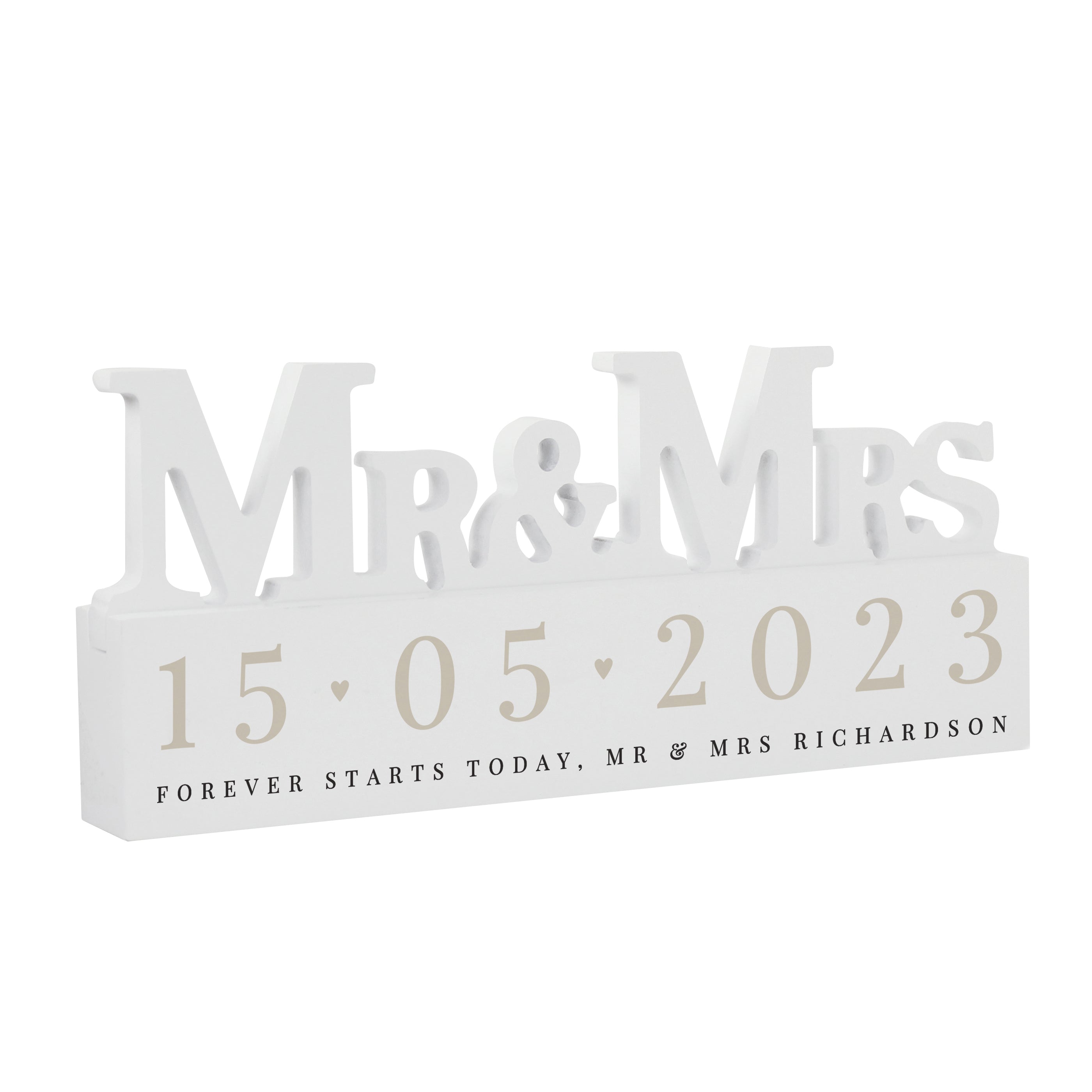 Personalised Special Date Wooden Mr & Mrs Ornament