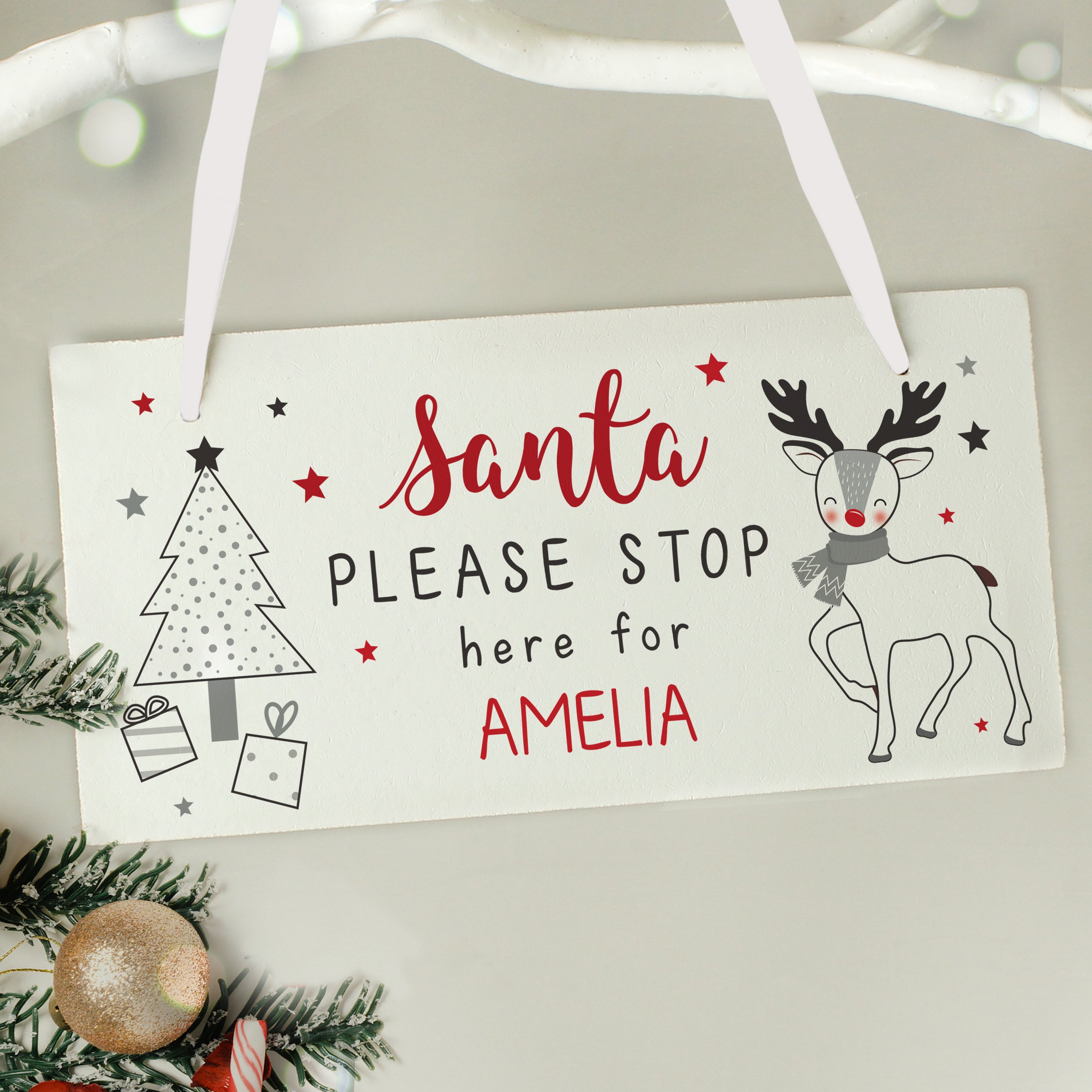 Personalised Rudolph Santa Please Stop Here Sign