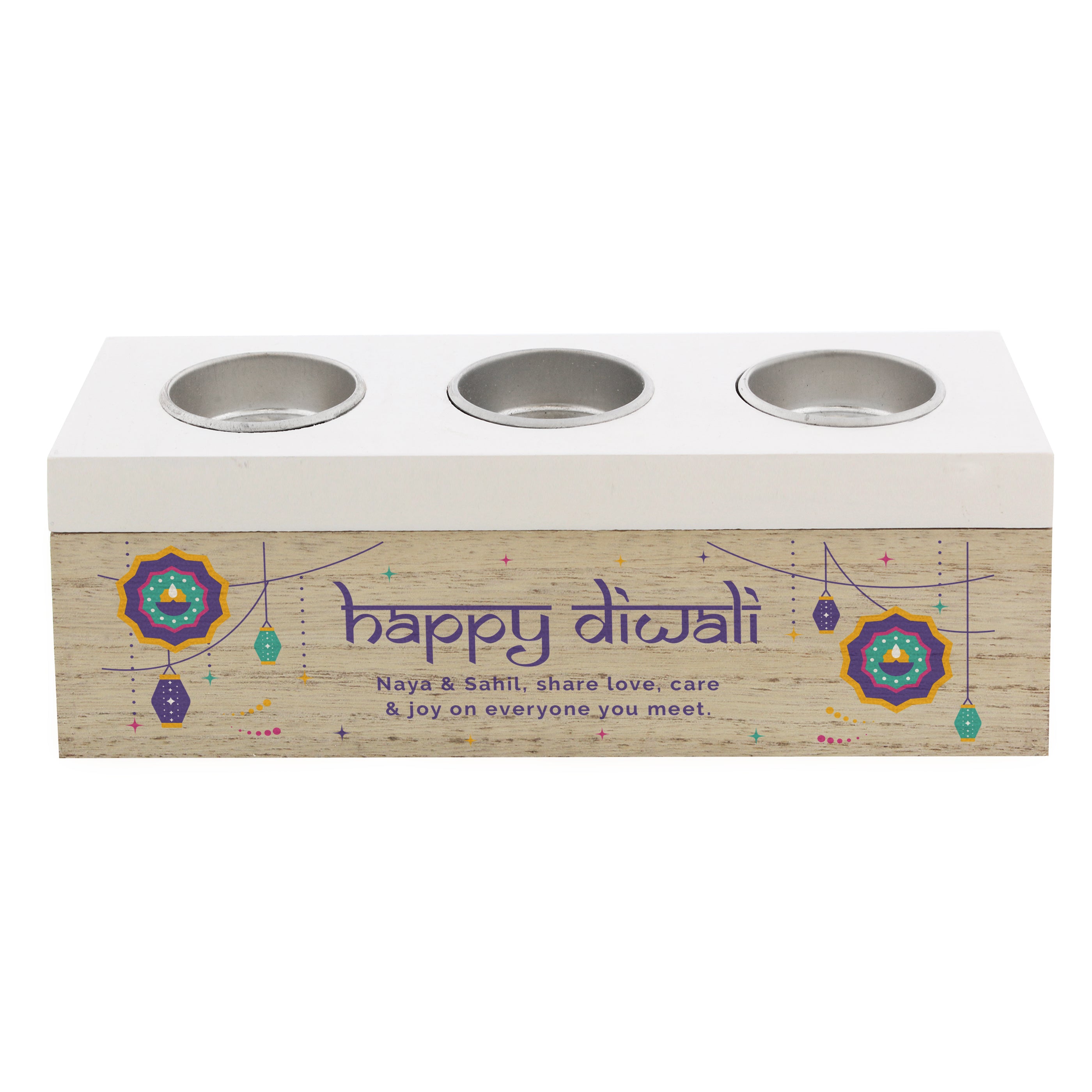 Personalised Diwali Triple Tea Light Box