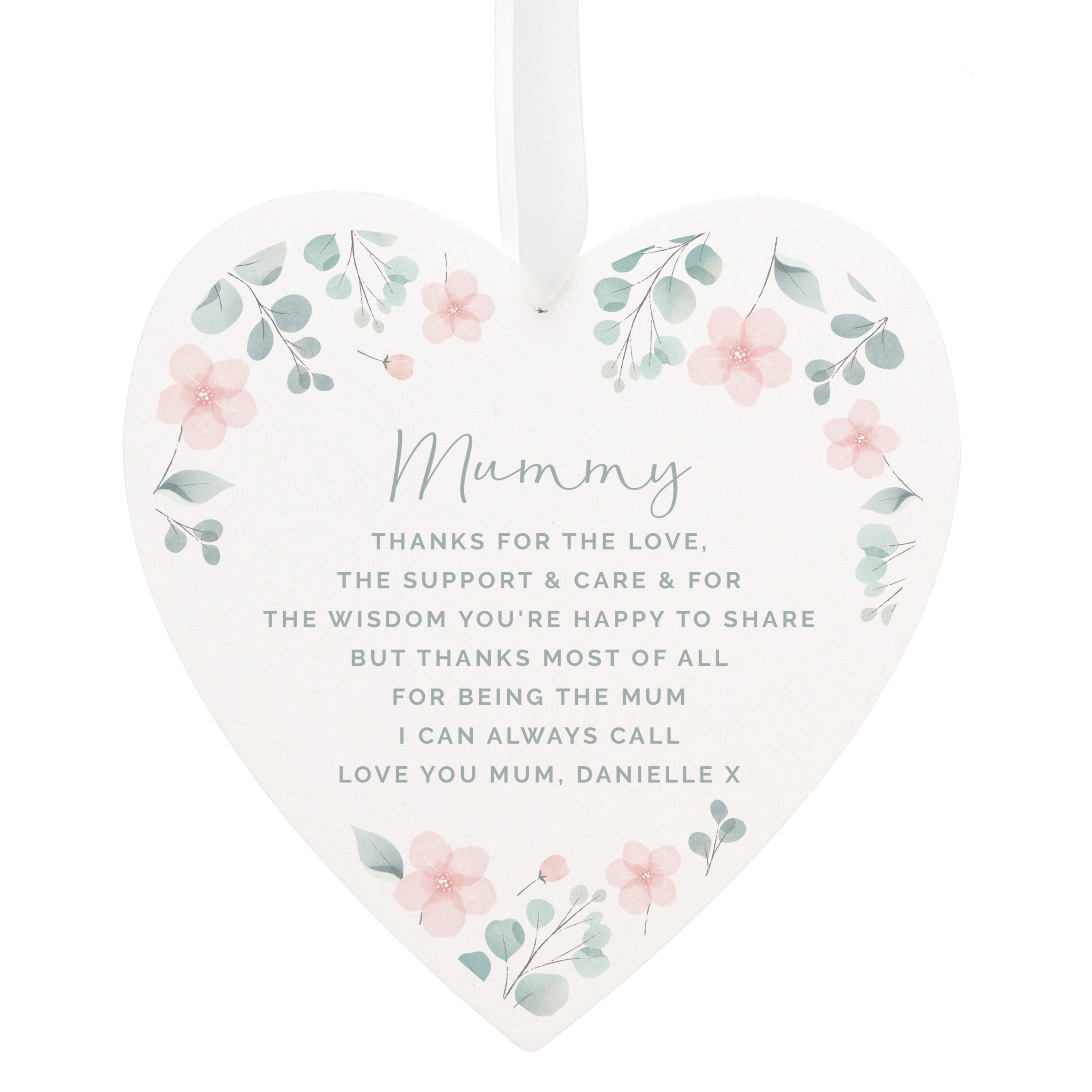 Personalised Floral Wooden Heart Decoration