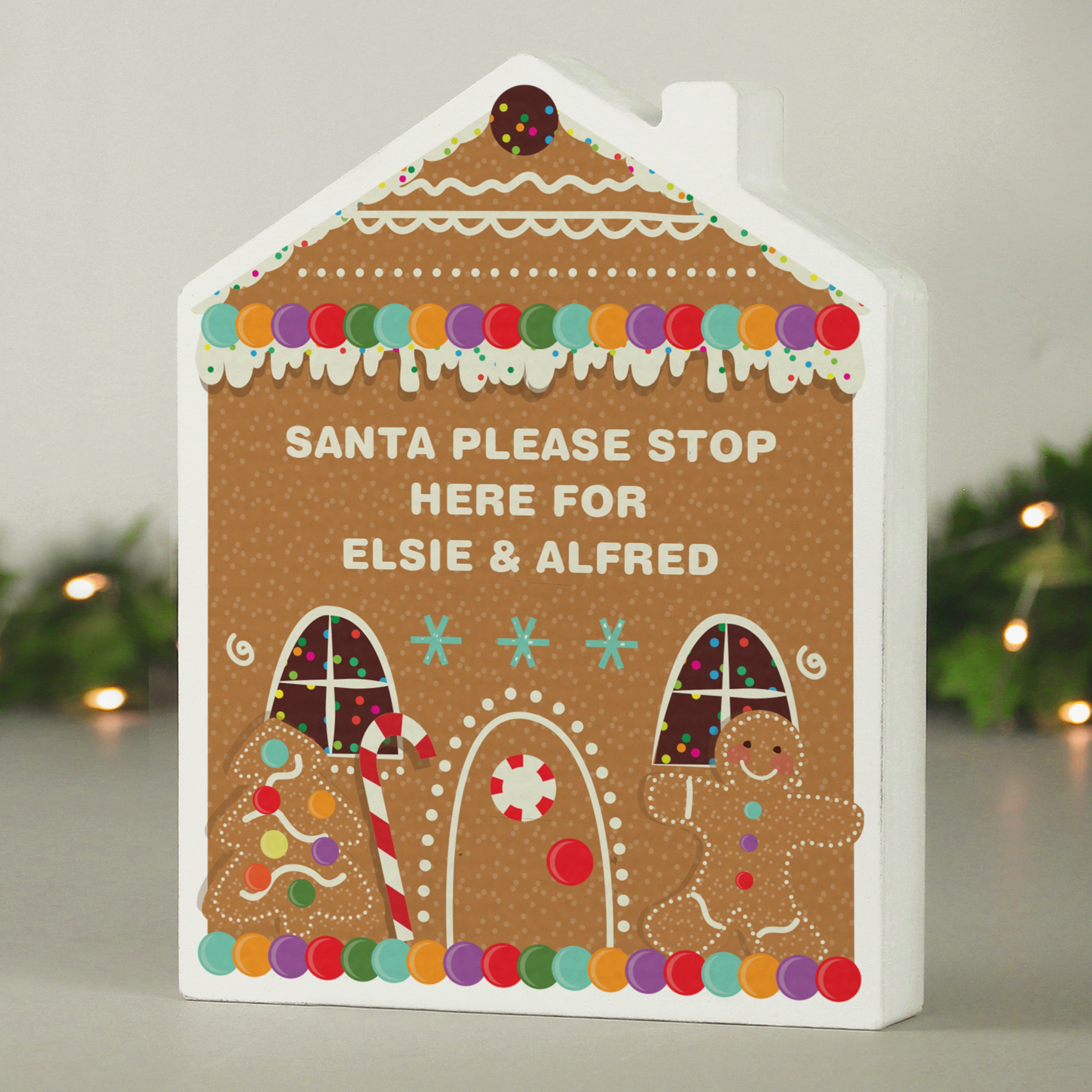 Personalised Gingerbread House Christmas Wooden Ornament