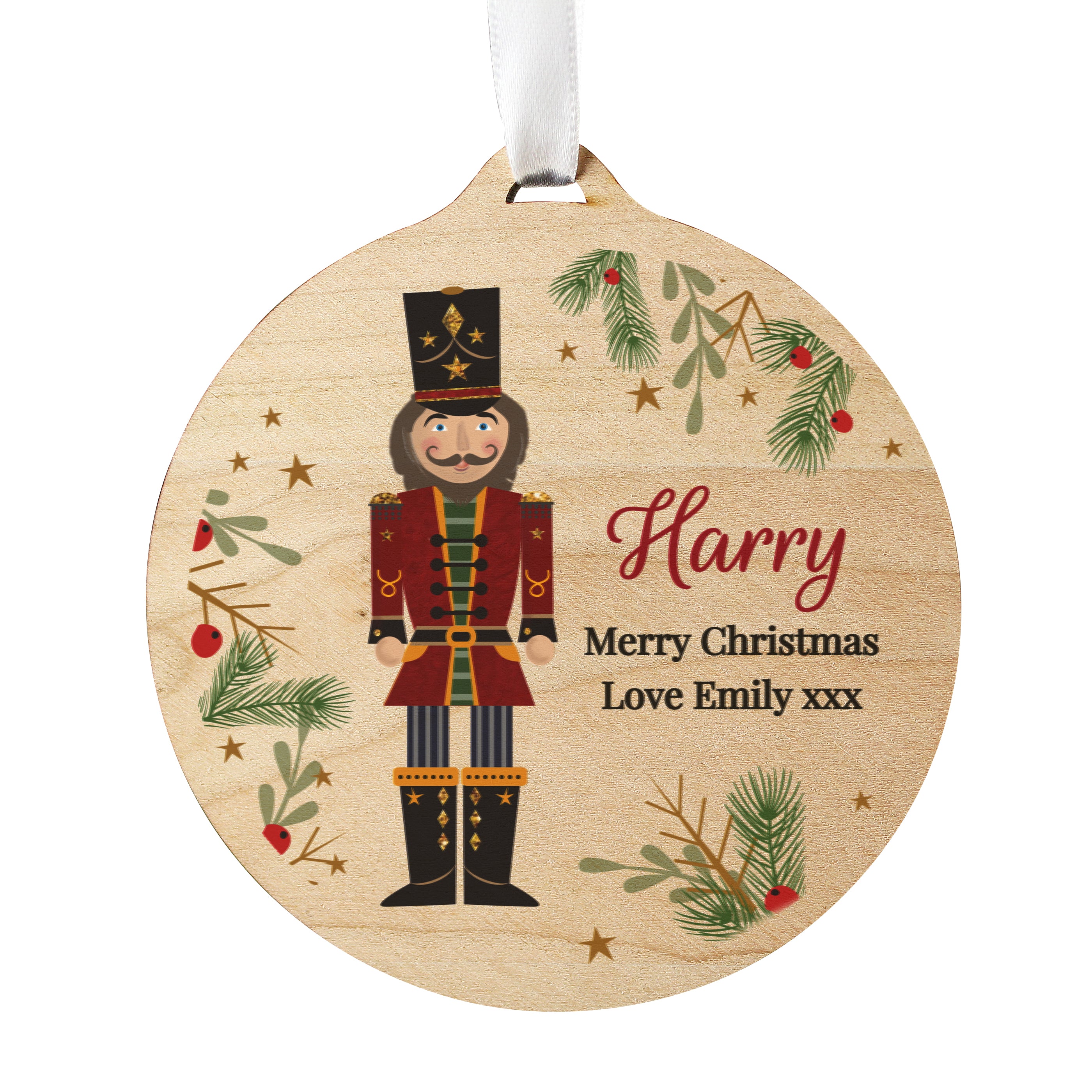 Personalised Christmas Nutcracker Wooden Bauble