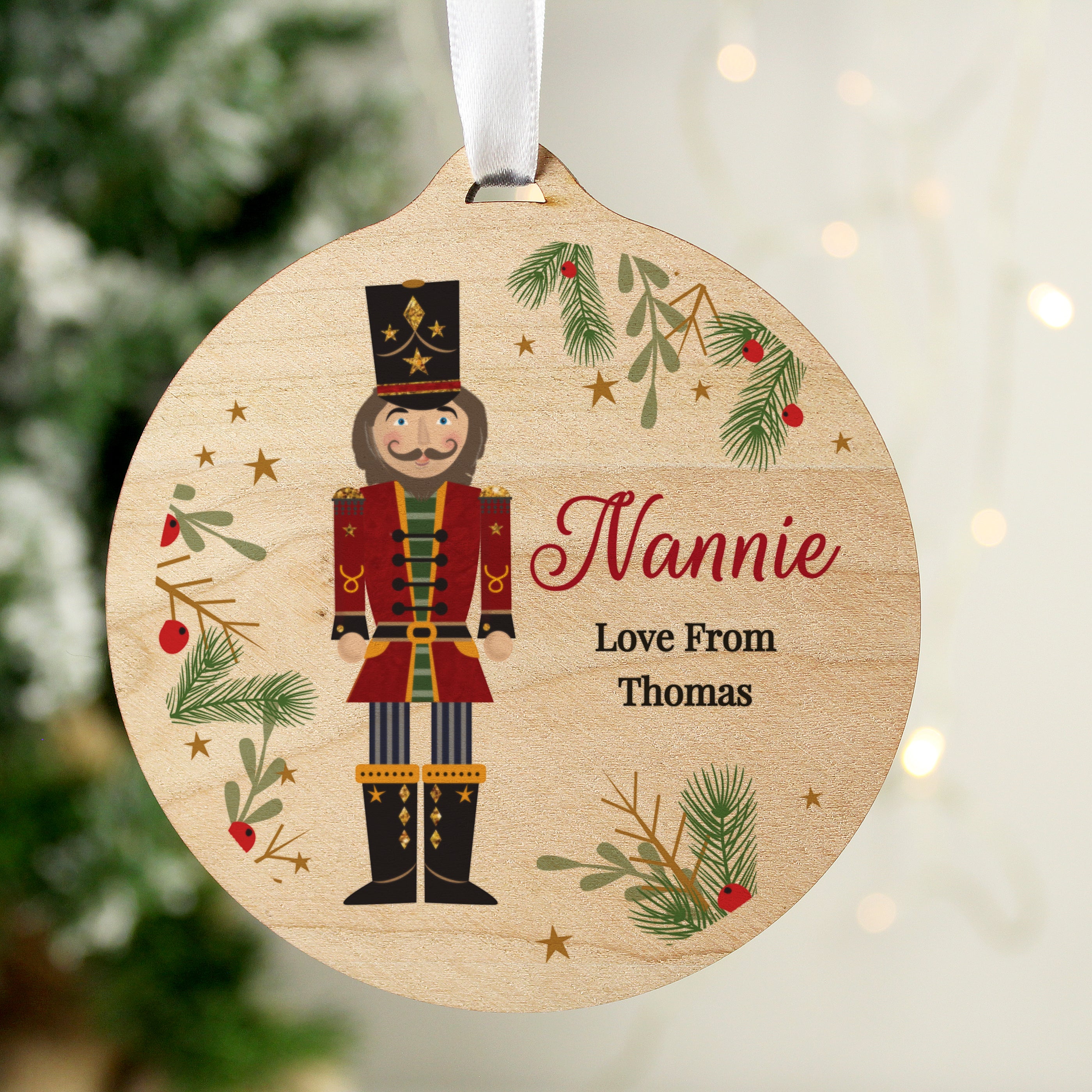 Personalised Christmas Nutcracker Wooden Bauble