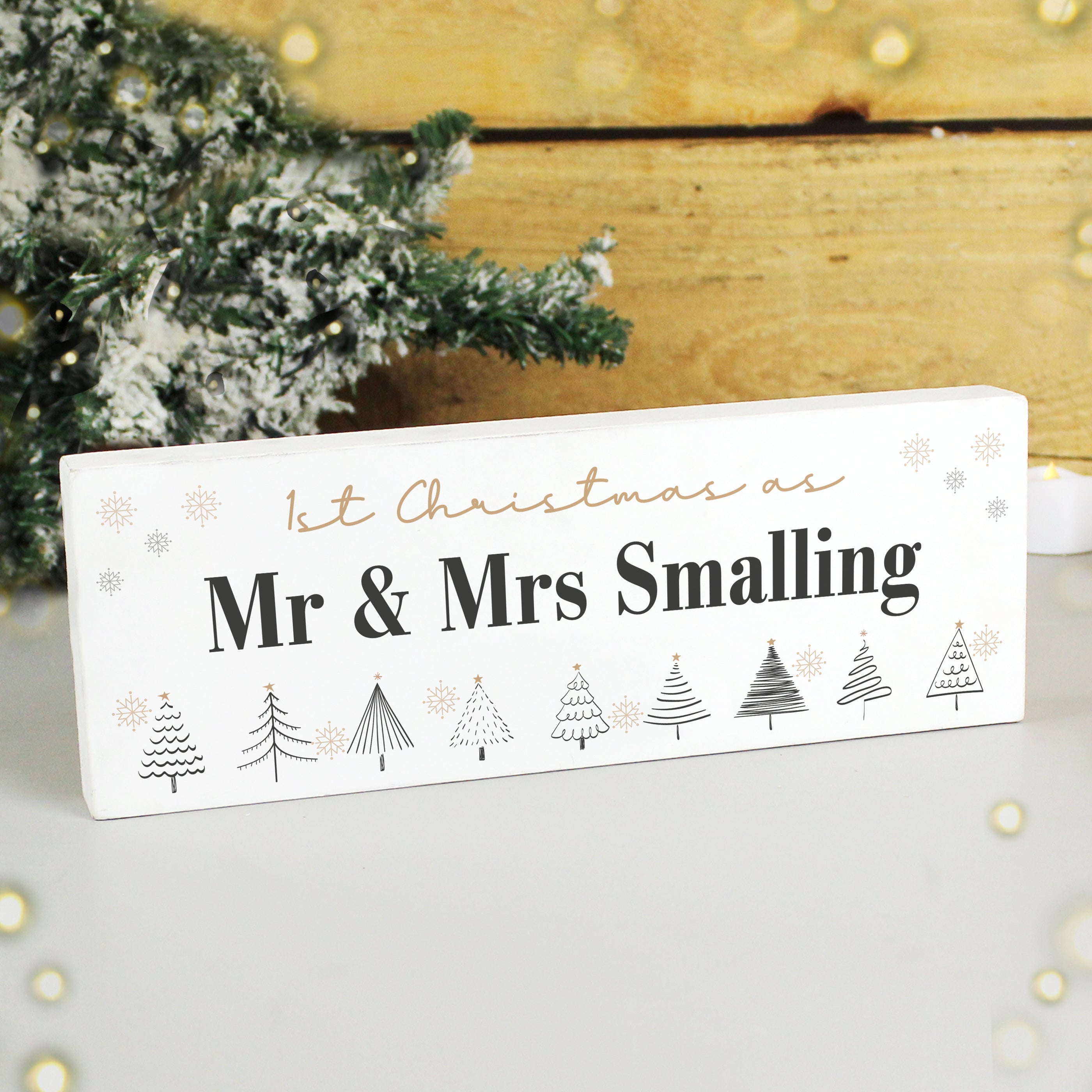 Personalised Christmas Tree Wooden Mantel Ornament