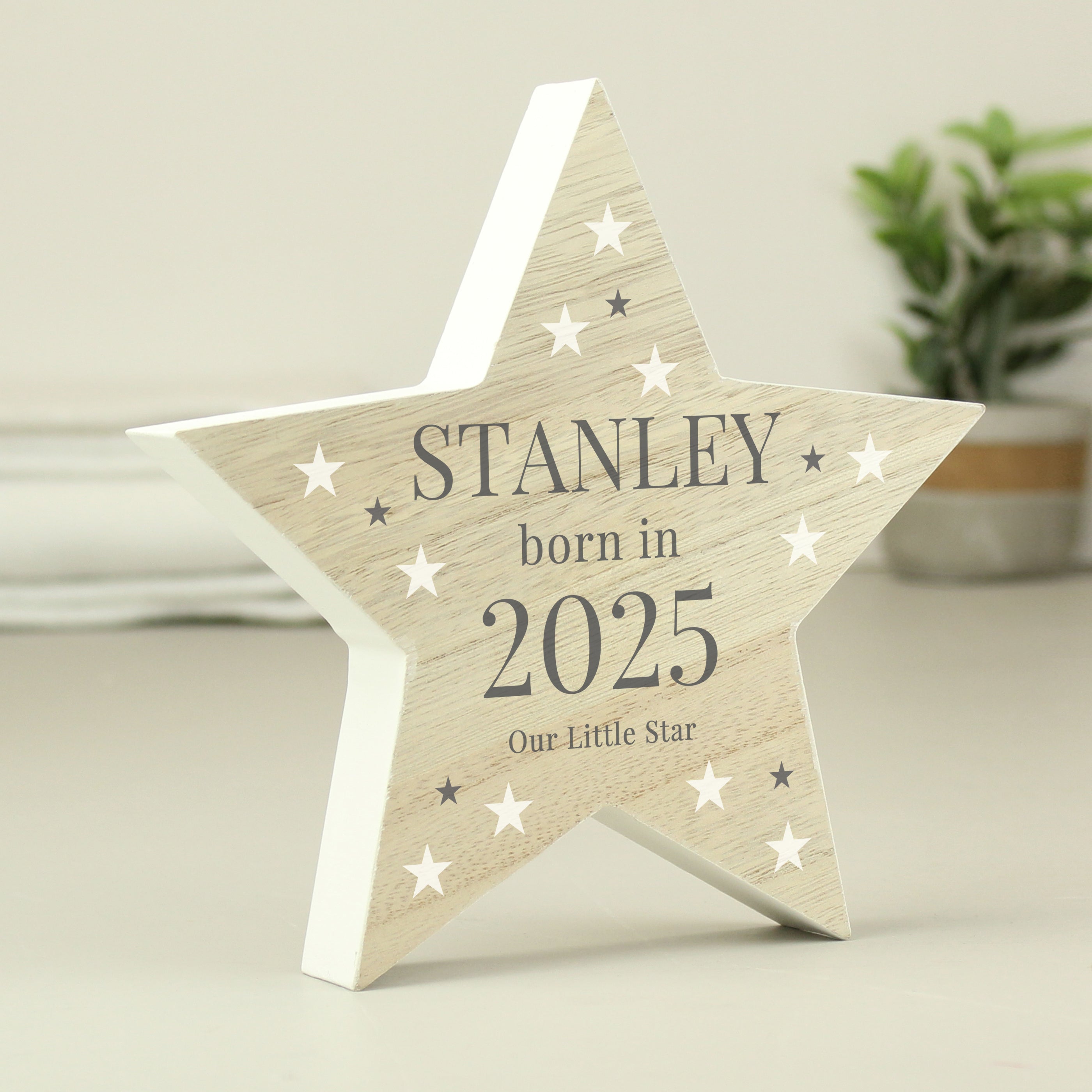 Personalised Born In Wooden Star Ornament