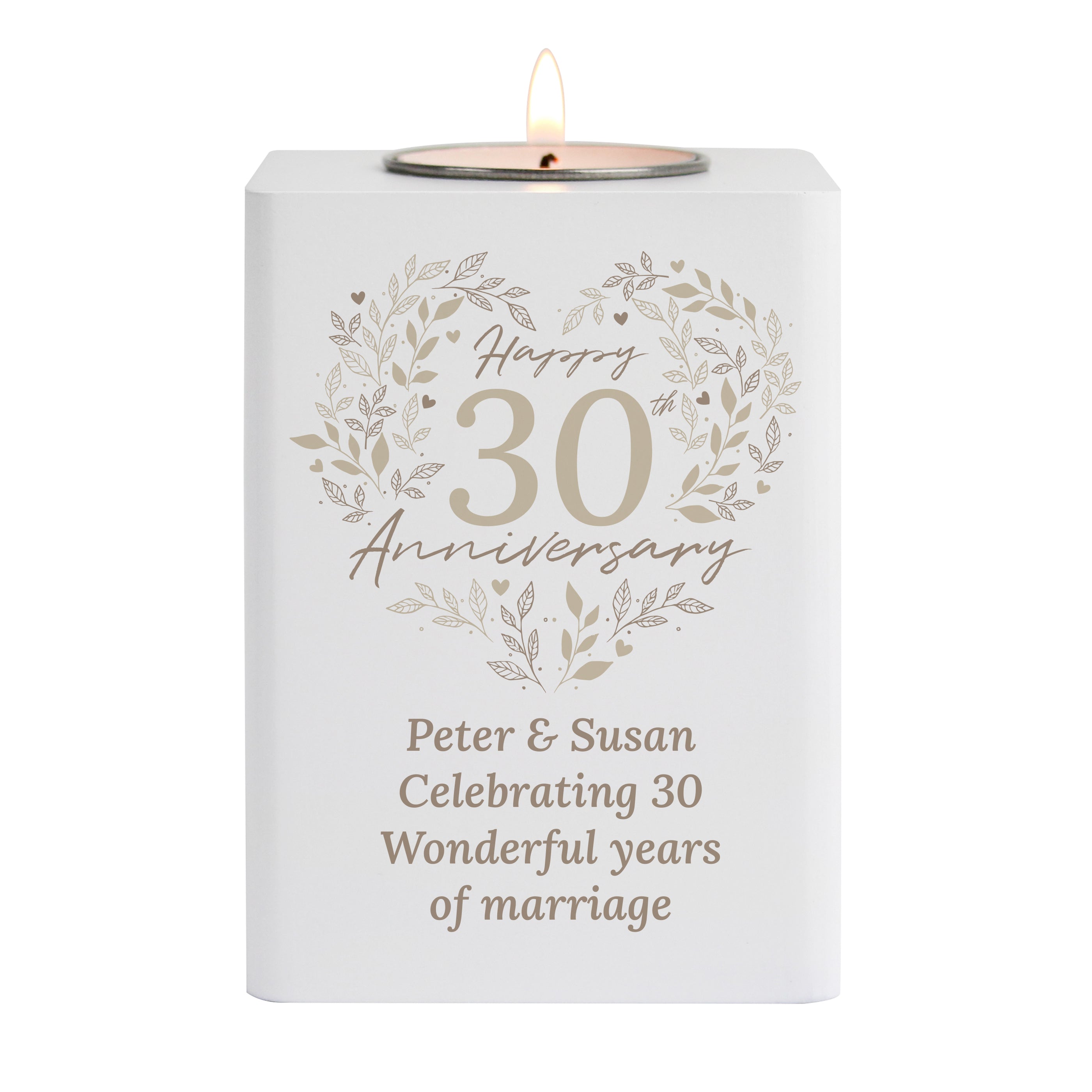 Personalised 30th Pearl Wedding Anniversary Tea Light Holder