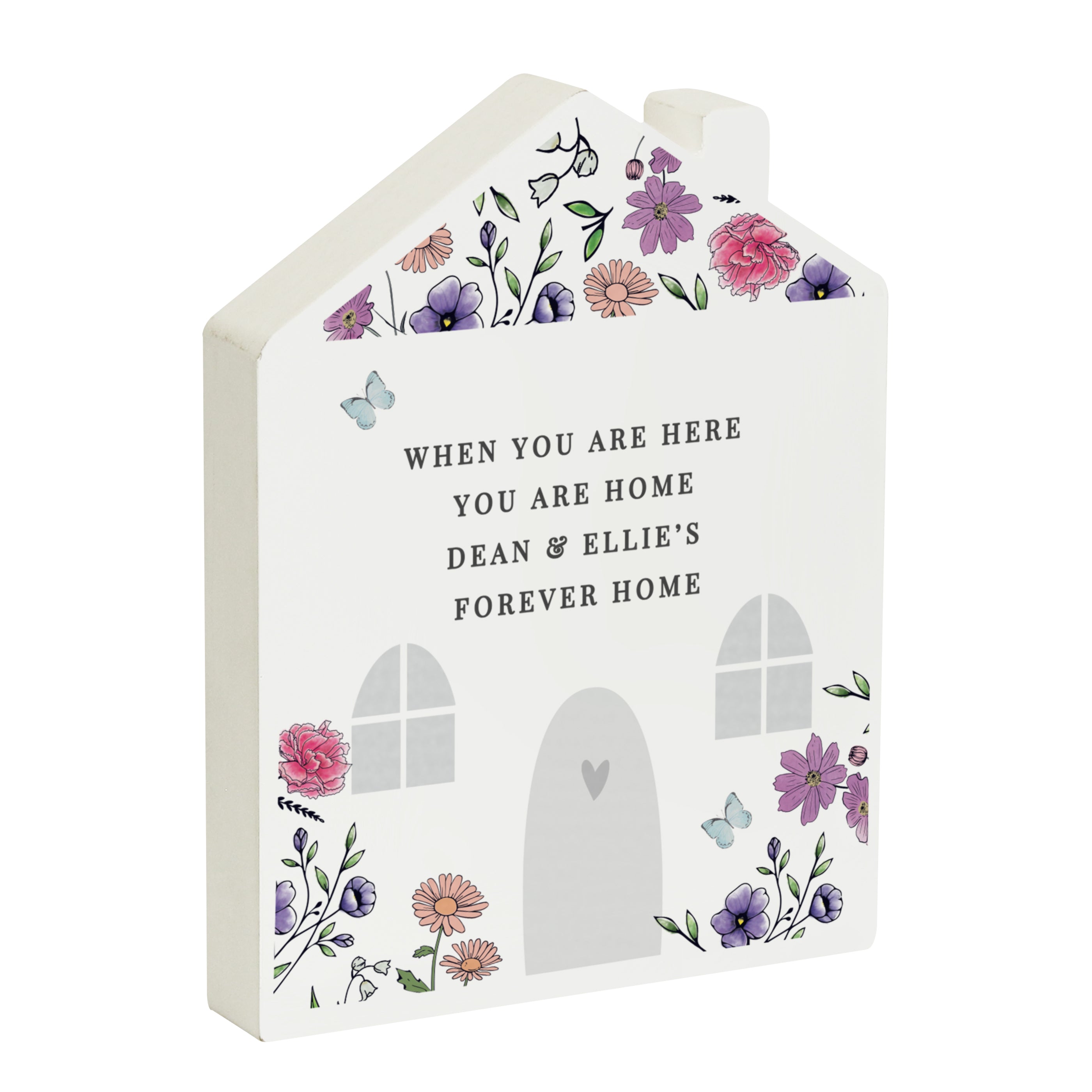 Personalised Wild Flowers Wooden House Ornament