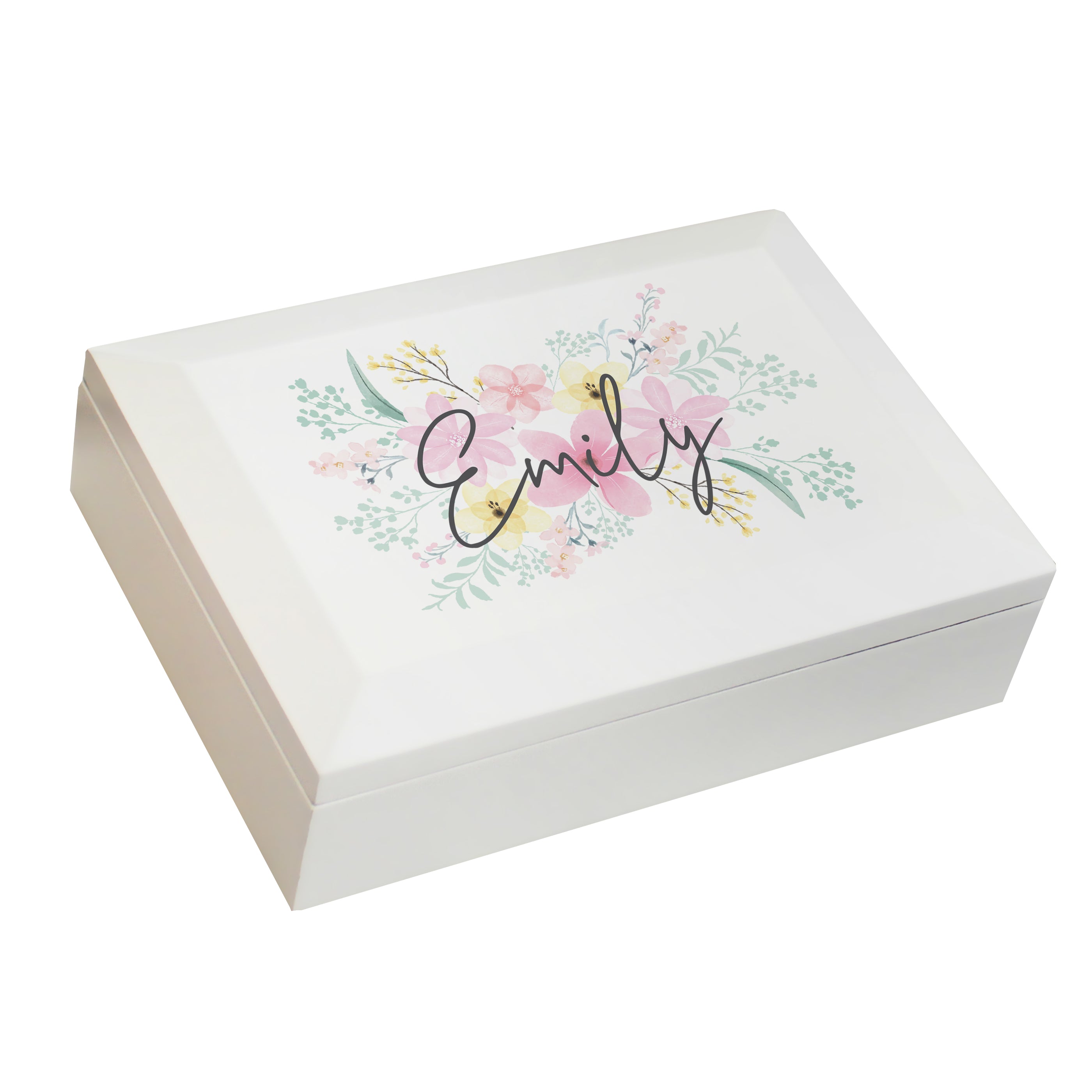 Personalised Floral Wooden Jewellery Box