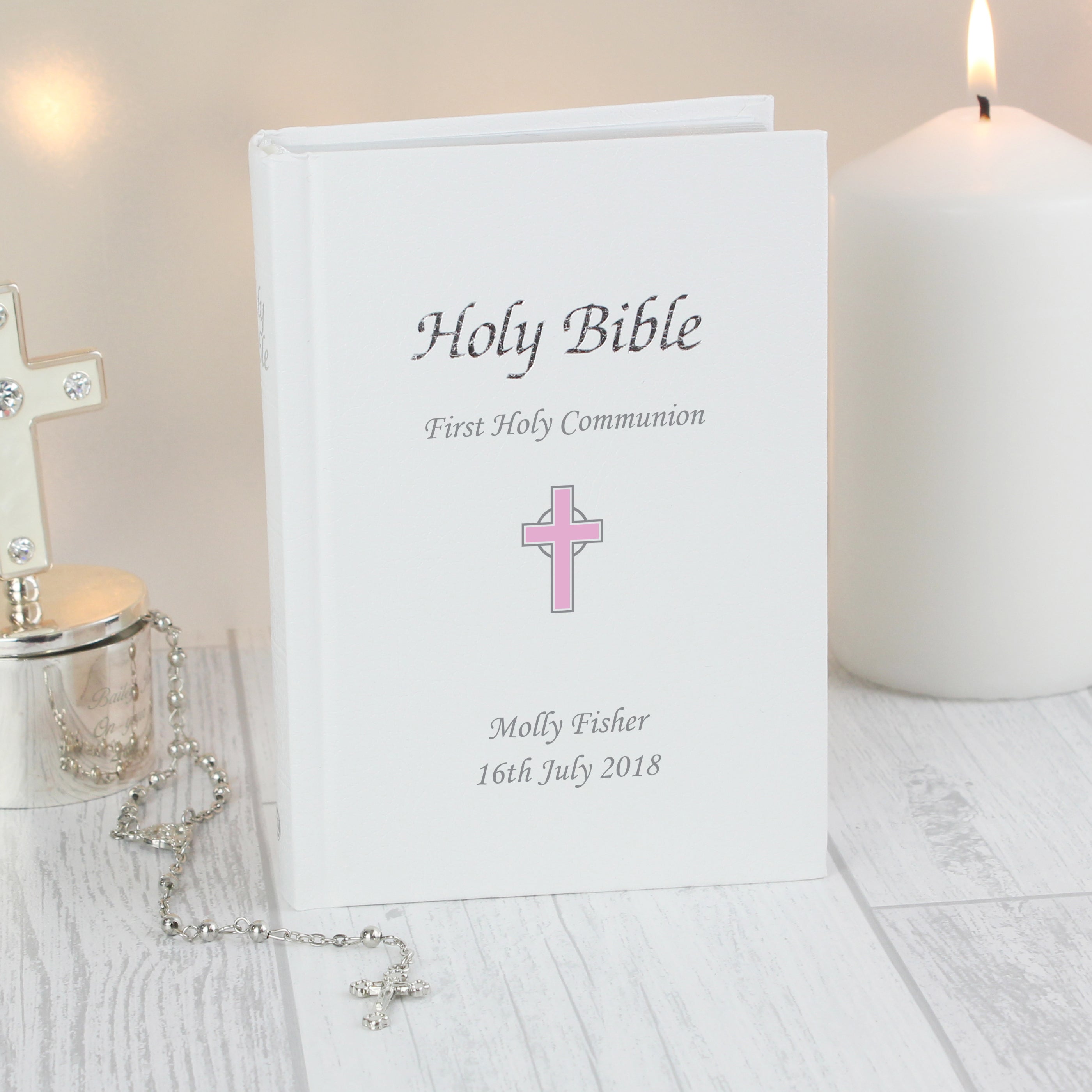 Personalised Pink Cross Bible