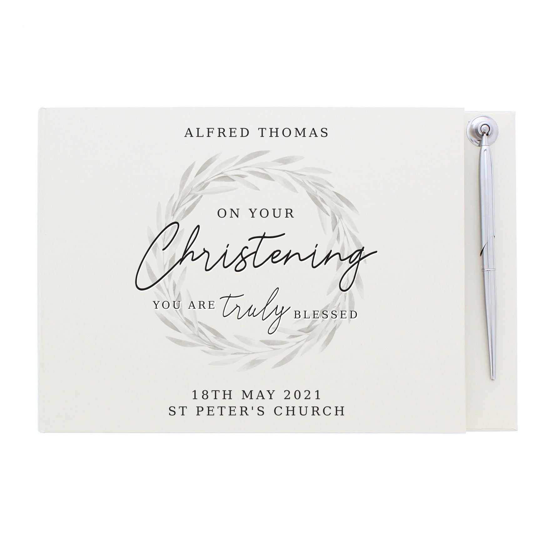 Personalised 'Truly Blessed' Christening Hardback Guest Book & Pen