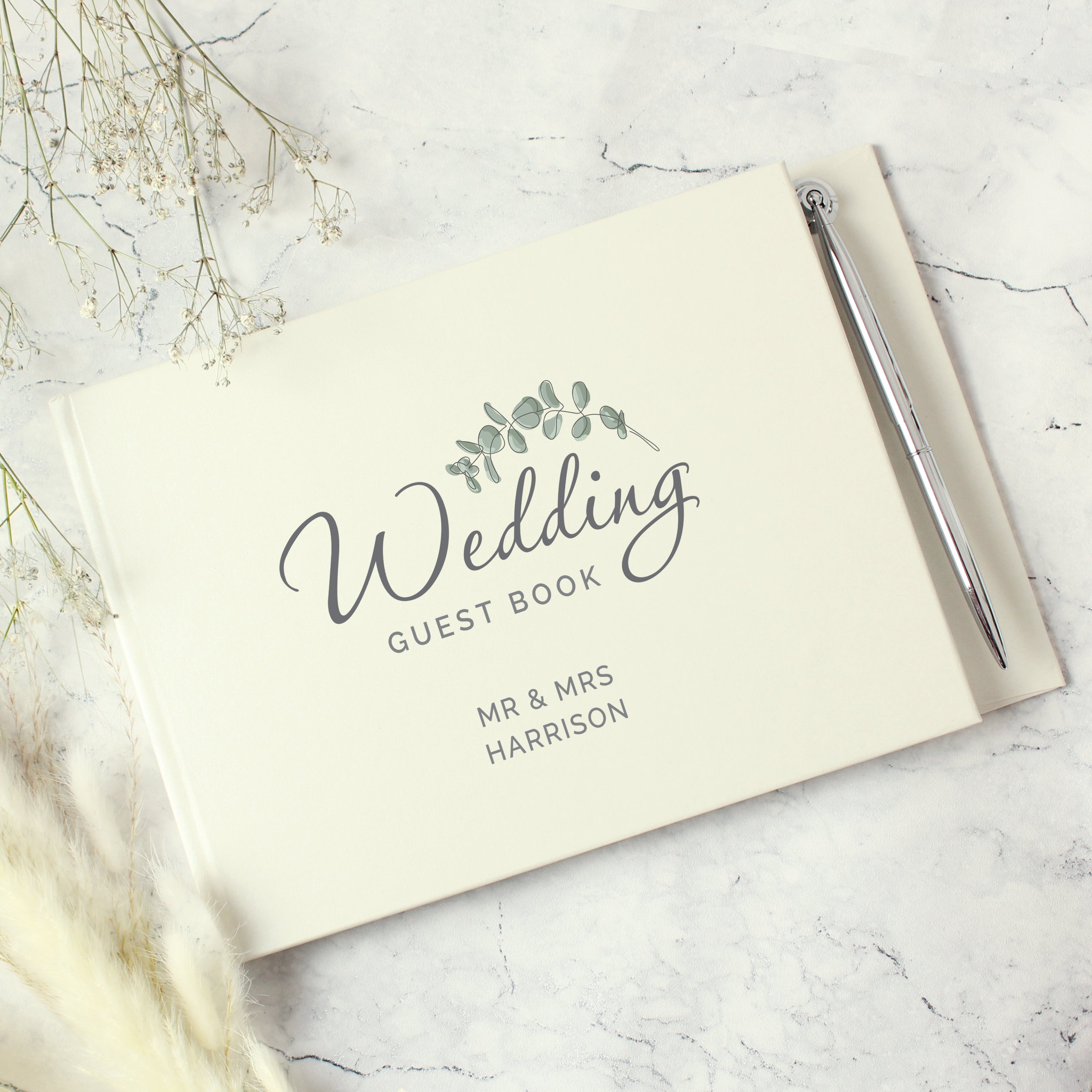 Personalised Botanical Wedding Guest Book & Pen