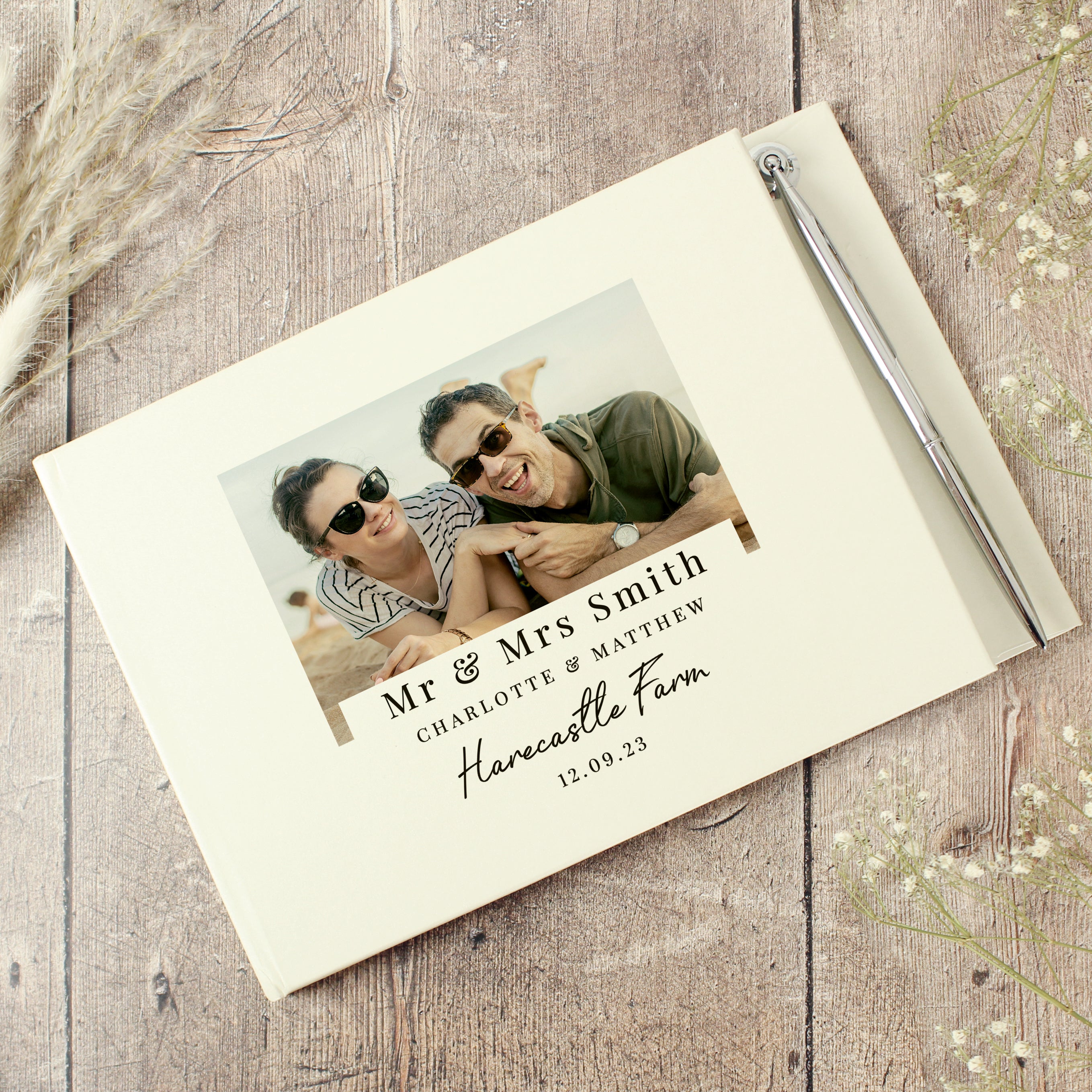 Personalised Photo Upload Hardback Guest Book & Pen