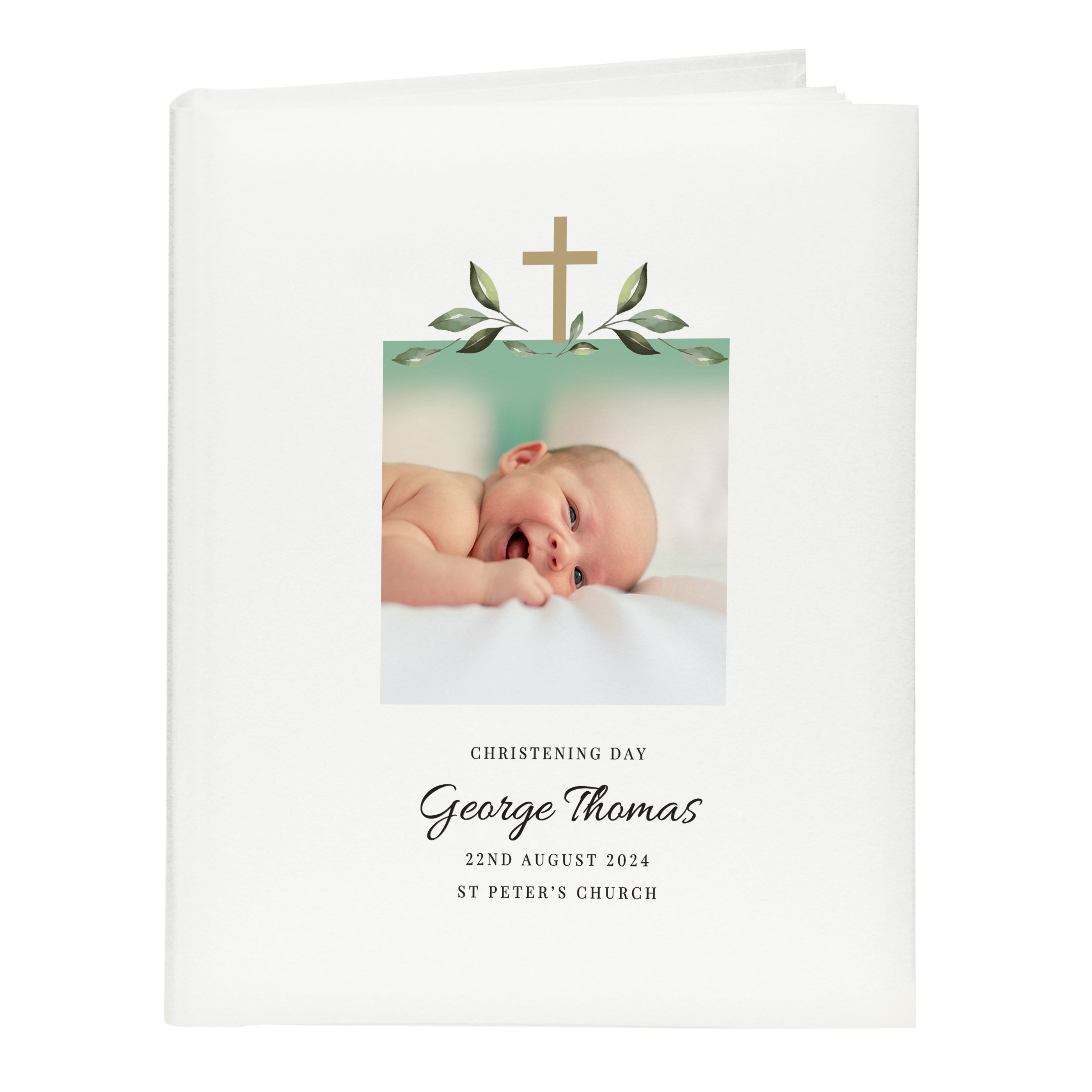 Personalised Religious Cross Photo Upload Traditional Photo Album