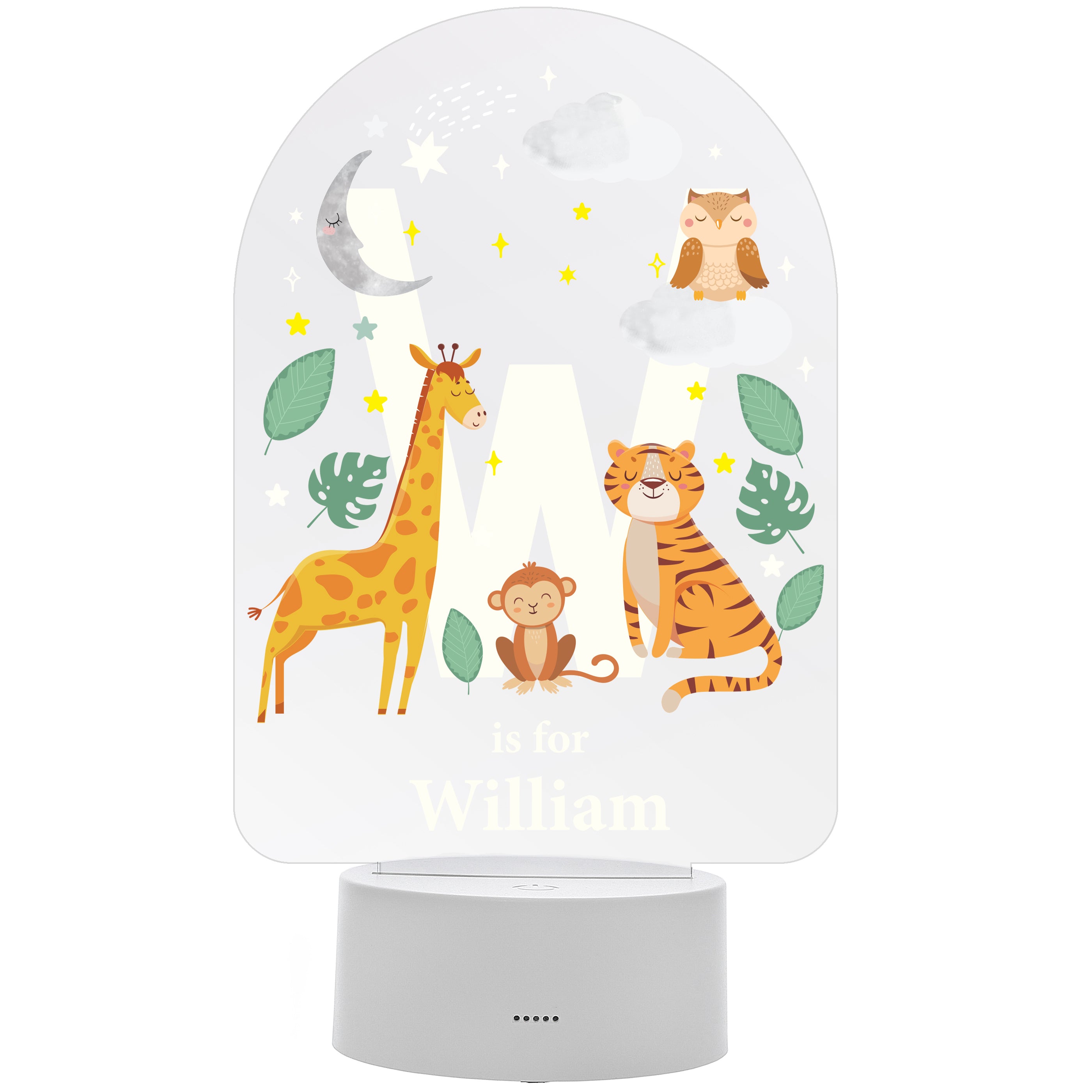 Personalised Animal Alphabet LED Colour Changing Night Light