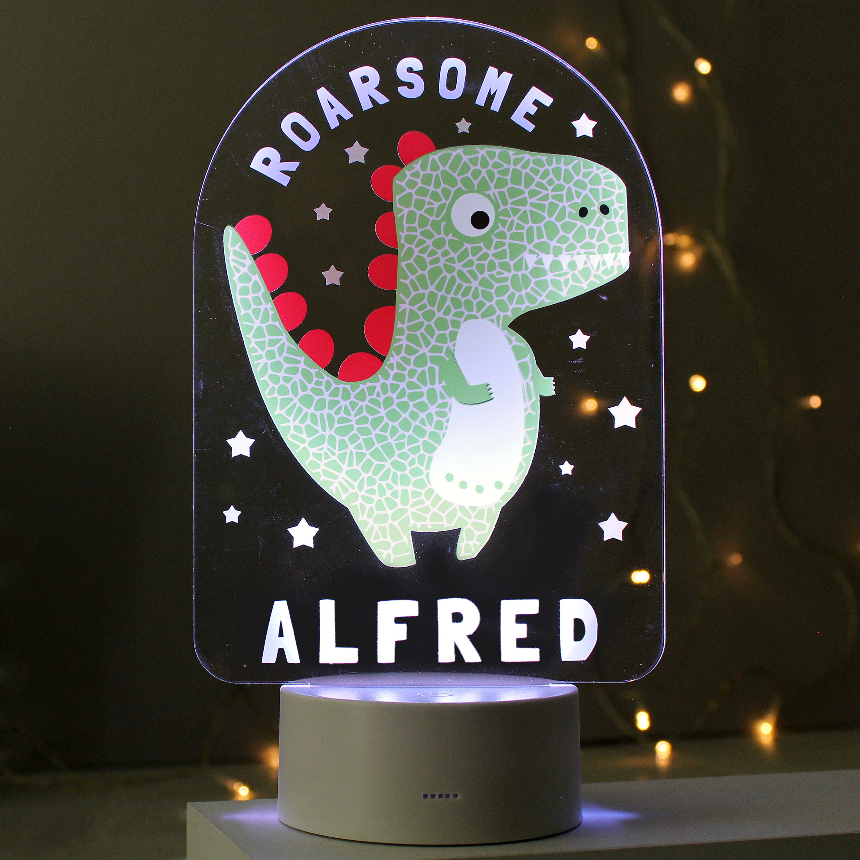 Personalised Roarsome Dinosaur LED Colour Changing Night Light