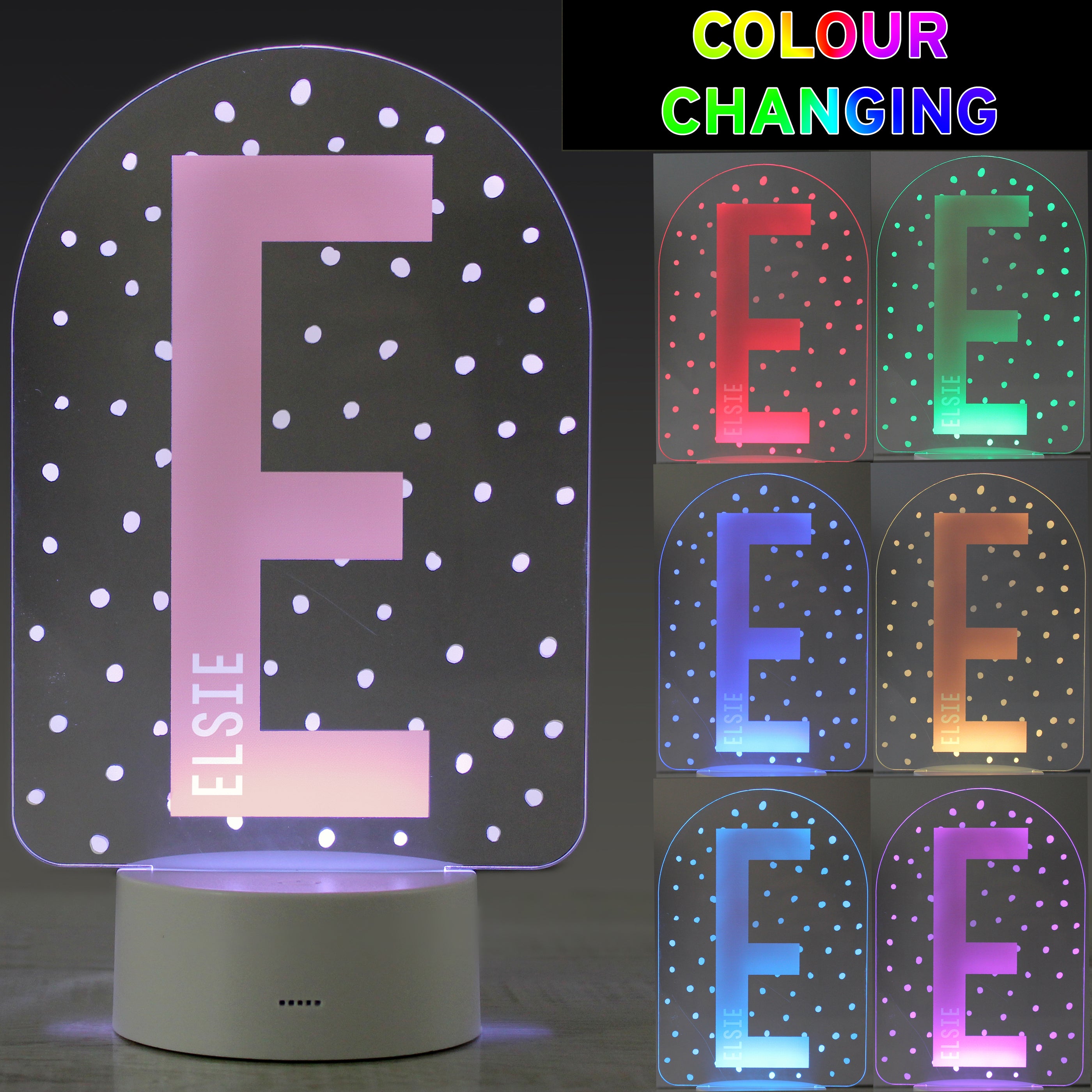 Personalised Initial LED Colour Changing Night Light