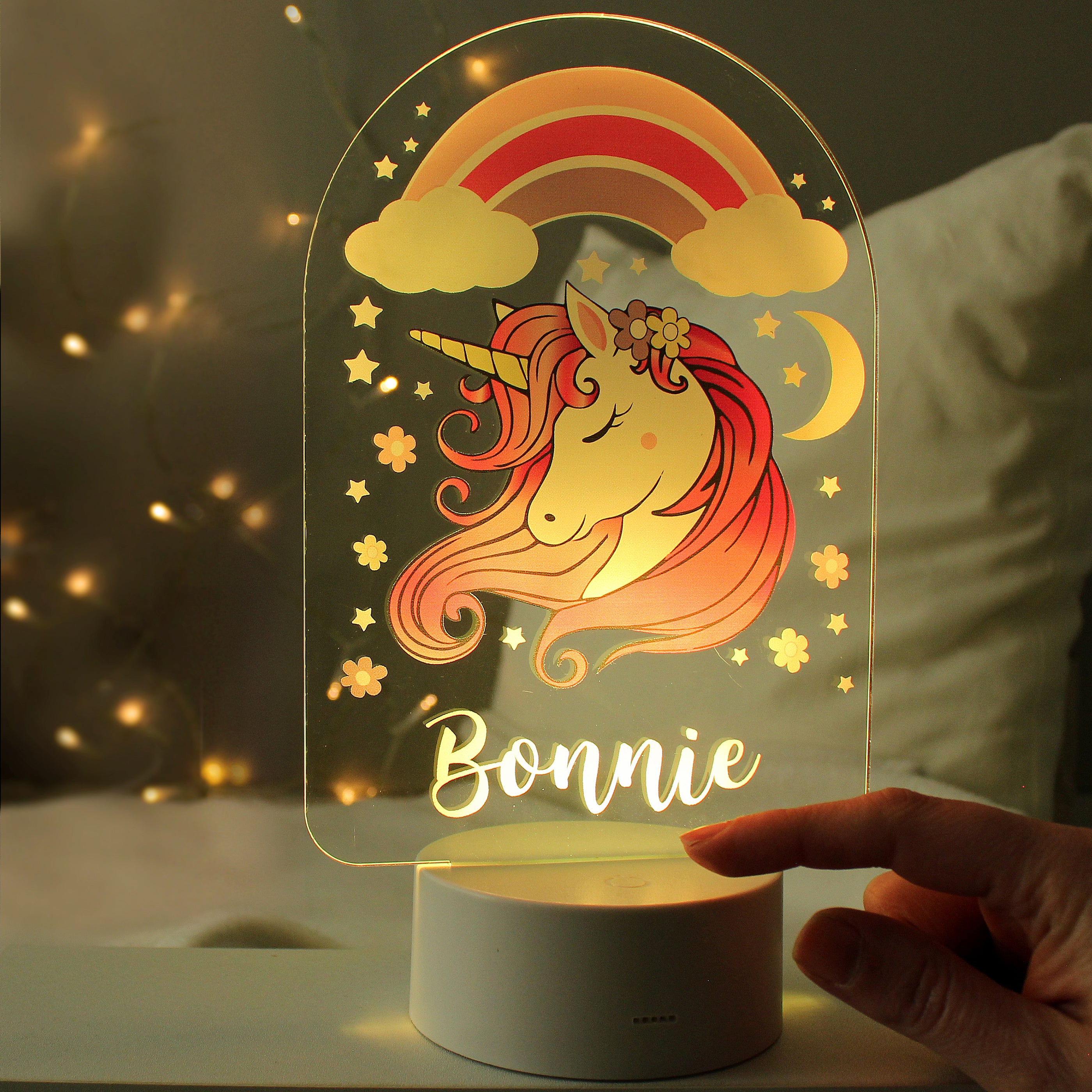 Personalised Pink Unicorn LED Colour Changing Night Light