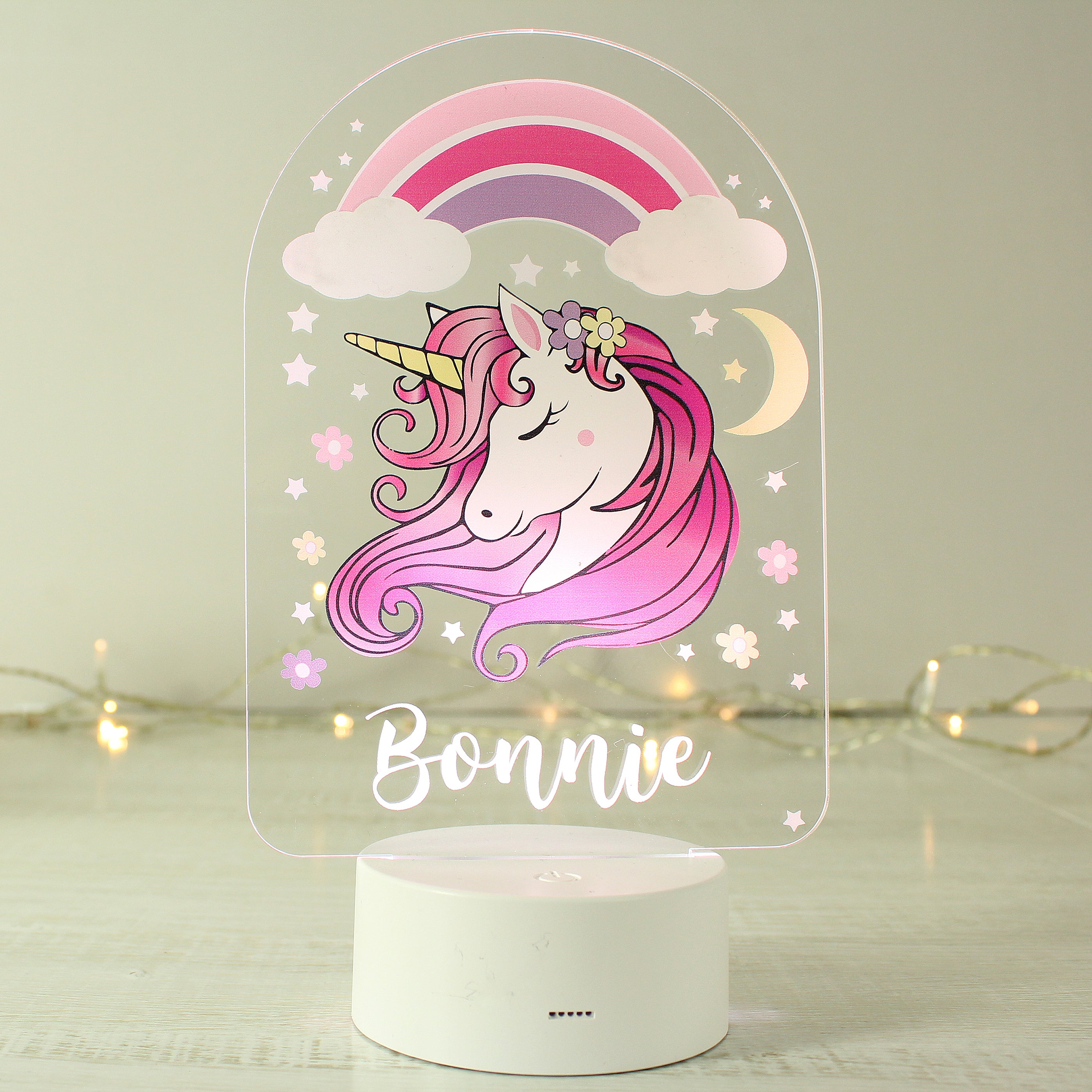 Personalised Pink Unicorn LED Colour Changing Night Light