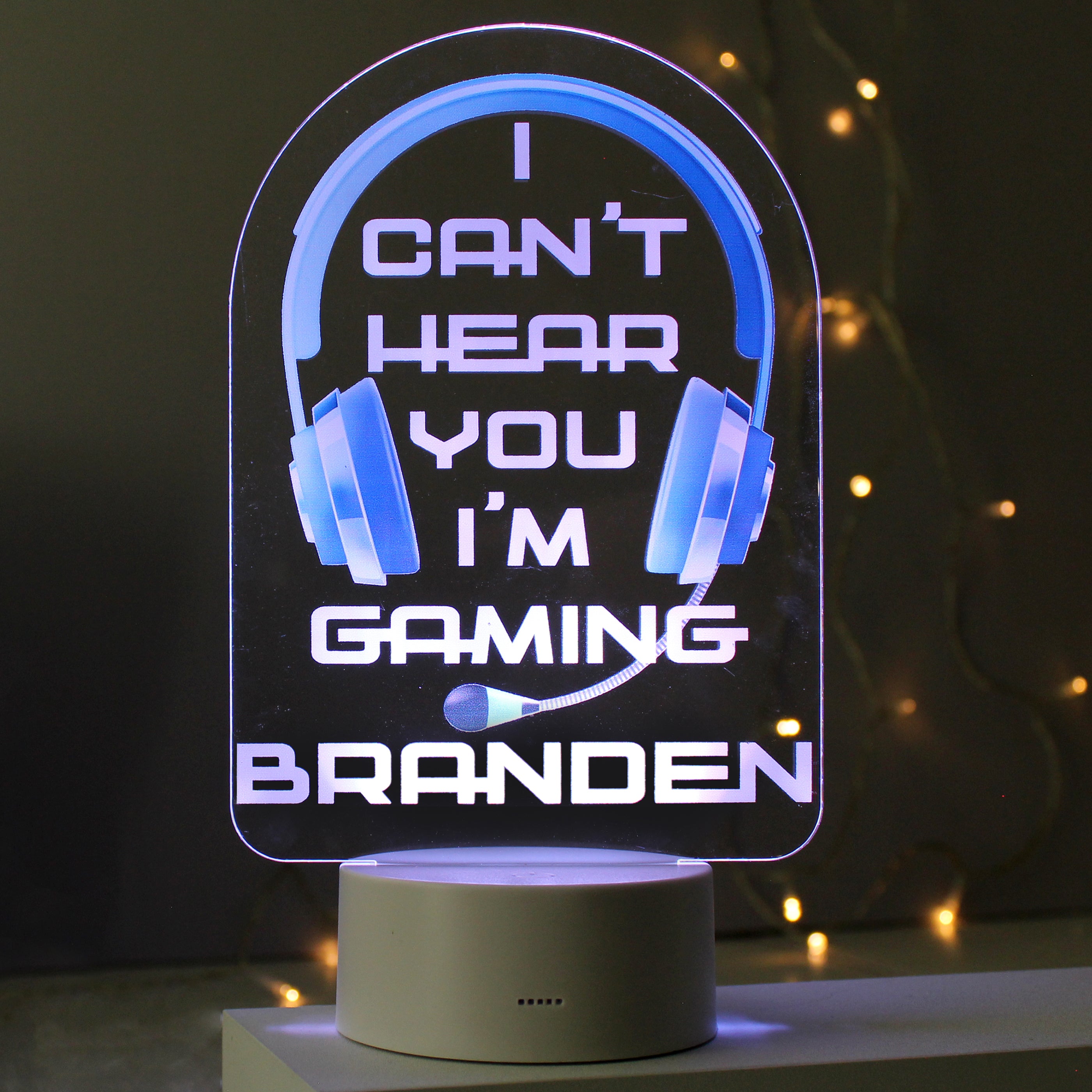 Personalised Blue Gaming LED Colour Changing Night Light