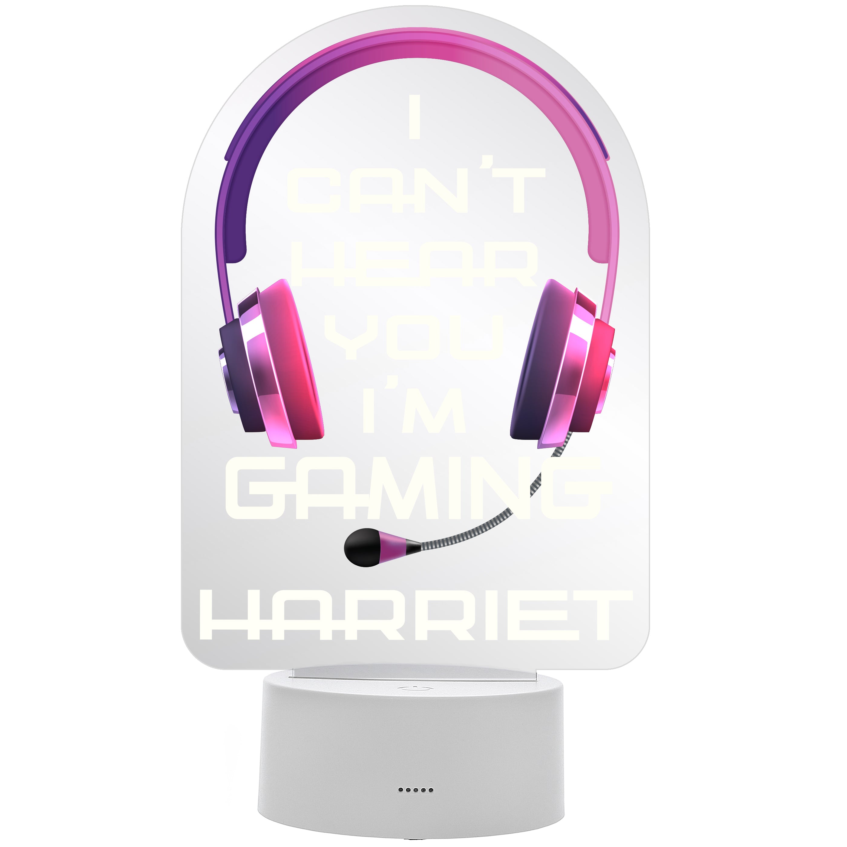 Personalised Pink Gaming LED Colour Changing Night Light