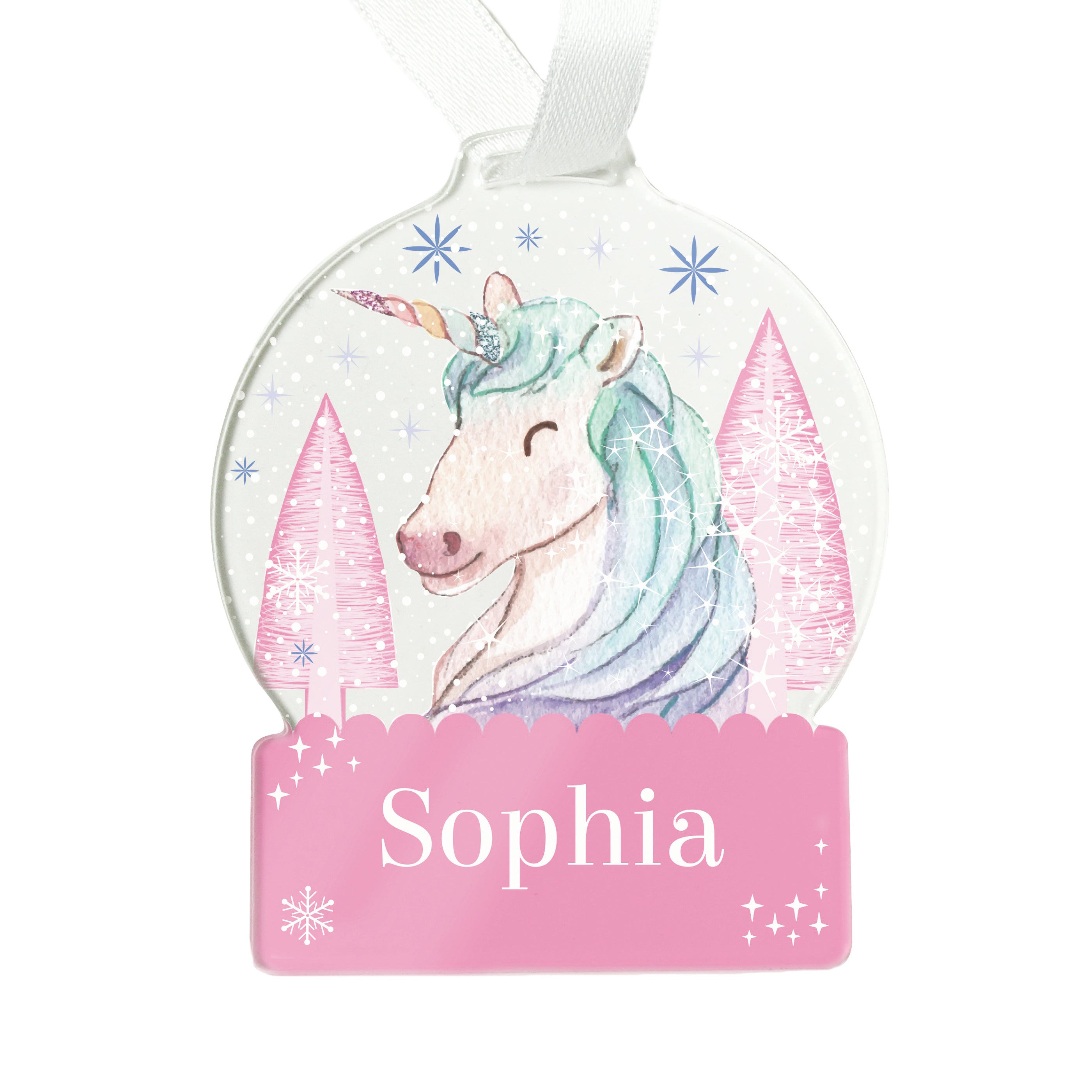 Personalised Unicorn Acrylic Snowglobe Decoration