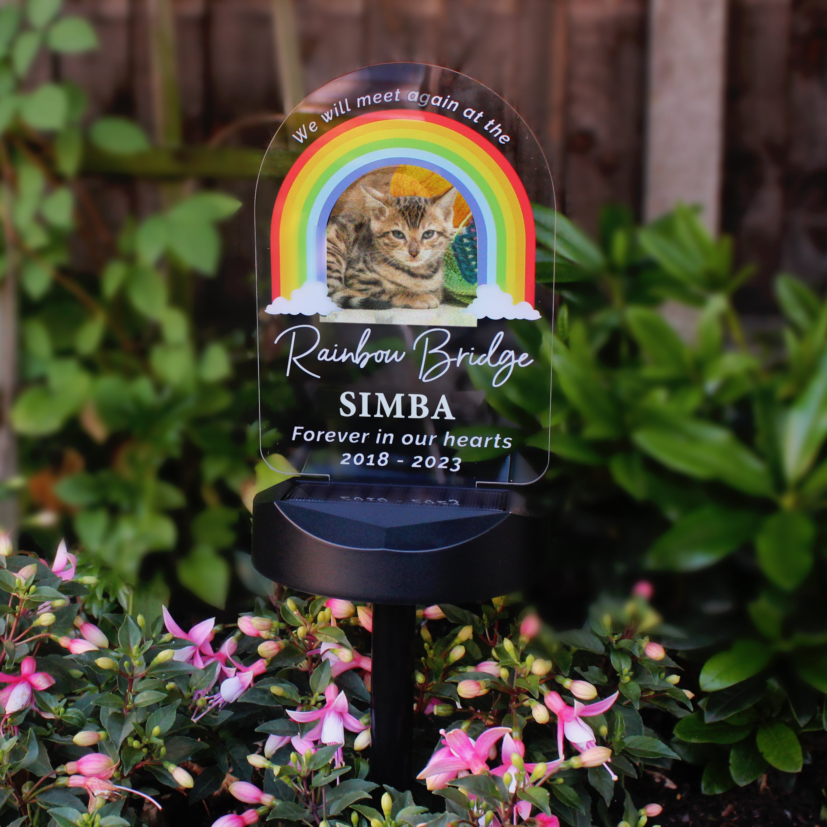 Personalised Rainbow Bridge Pet Memorial Outdoor Solar Light