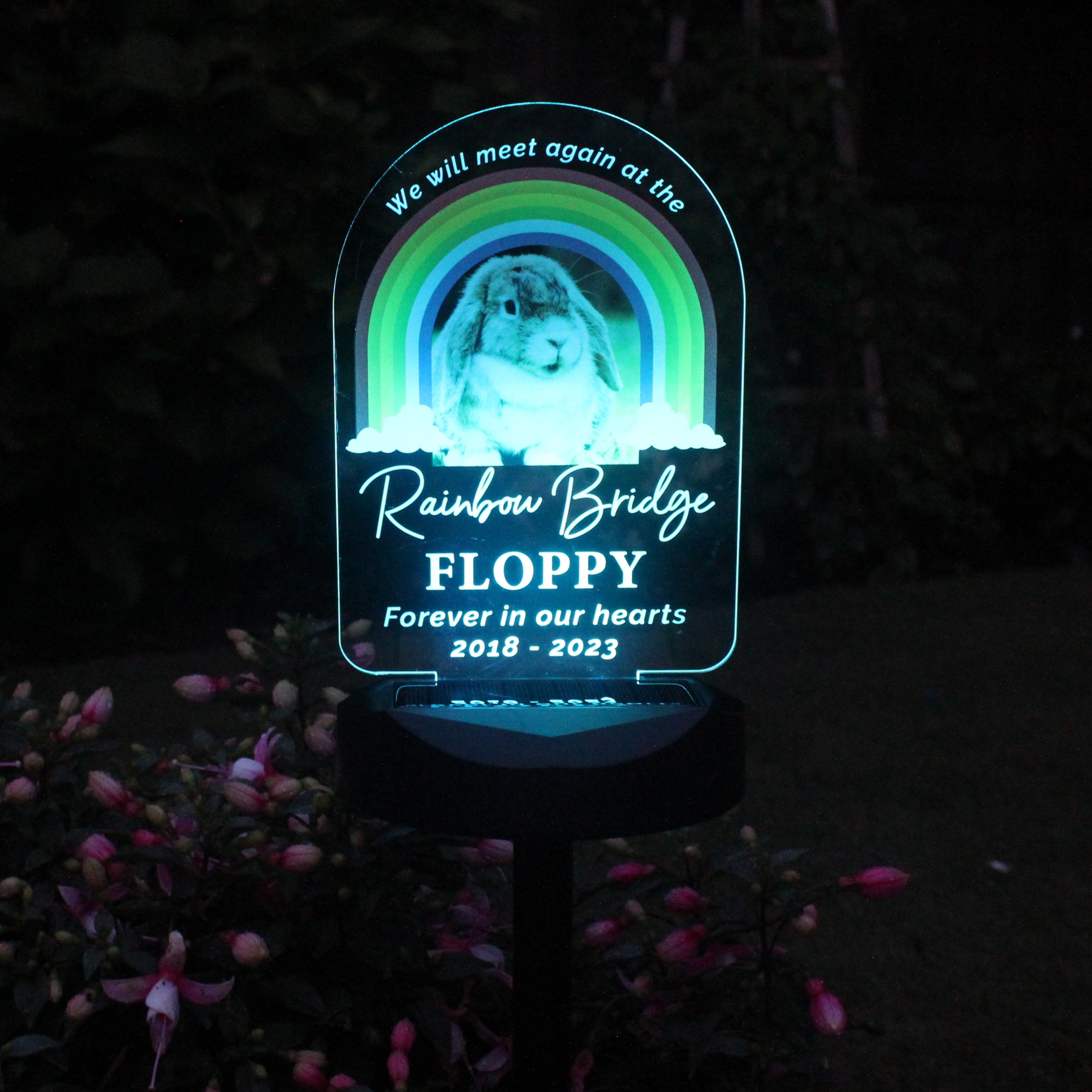 Personalised Rainbow Bridge Pet Memorial Outdoor Solar Light