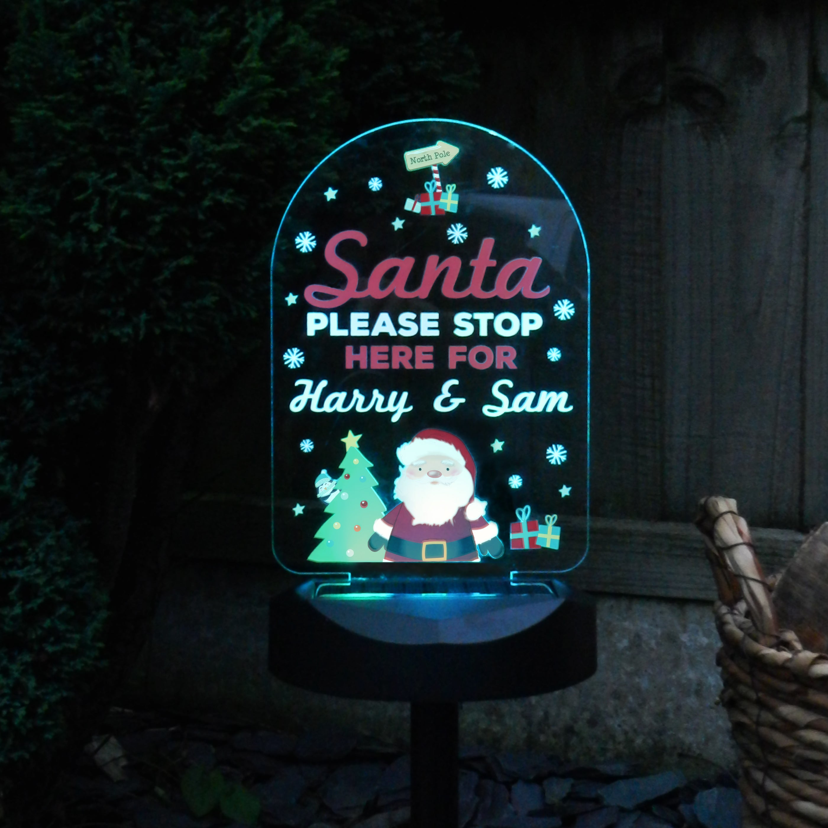 Personalised Santa Stop Here Outdoor Solar Light