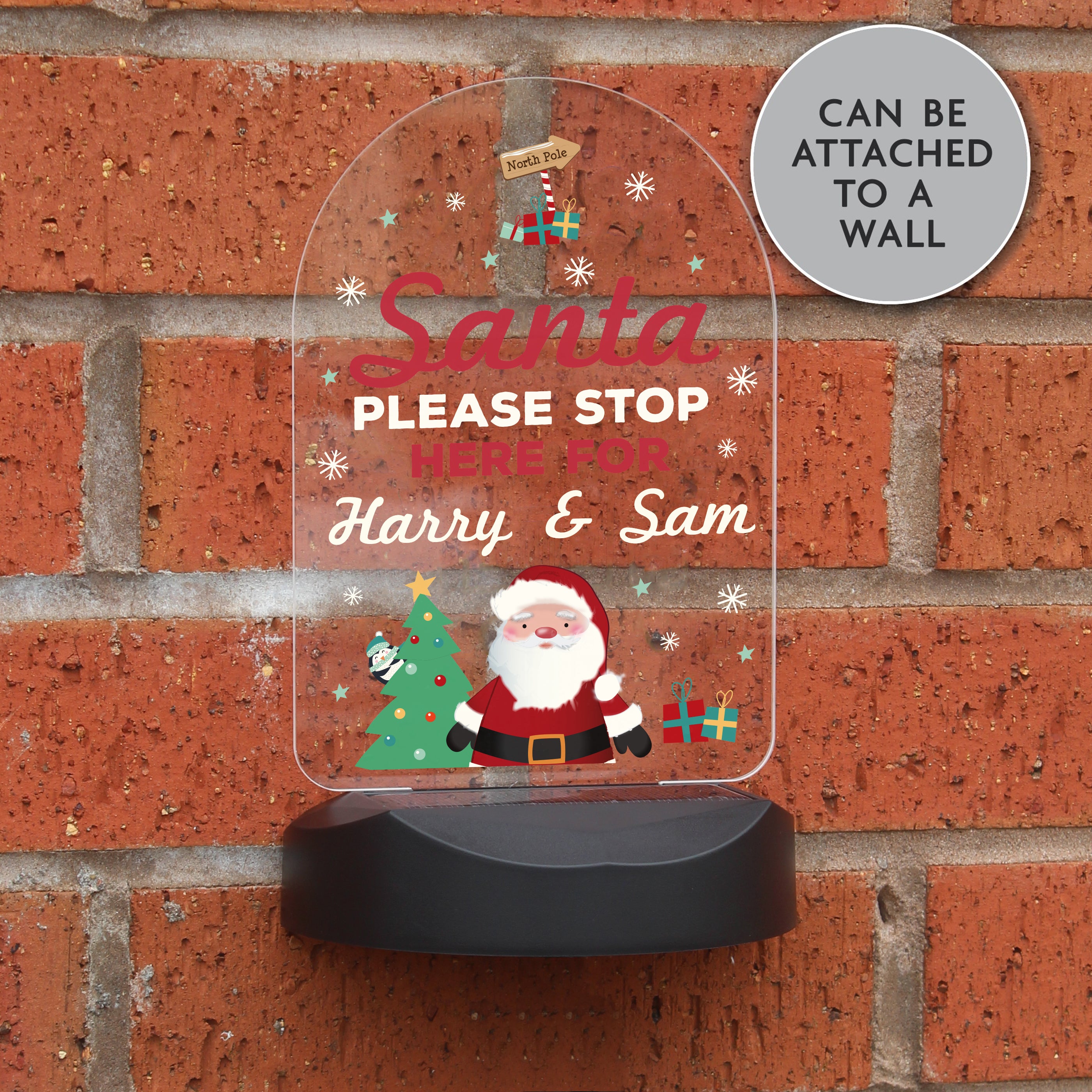 Personalised Santa Stop Here Outdoor Solar Light