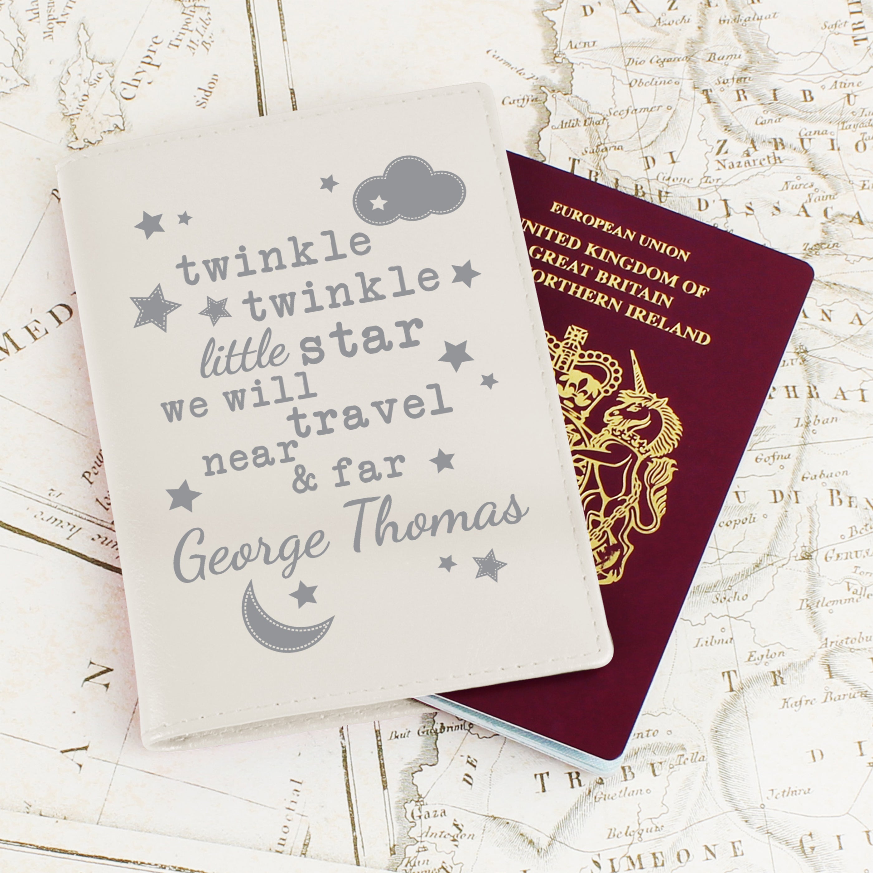 Personalised Twinkle Twinkle Cream Passport Holder