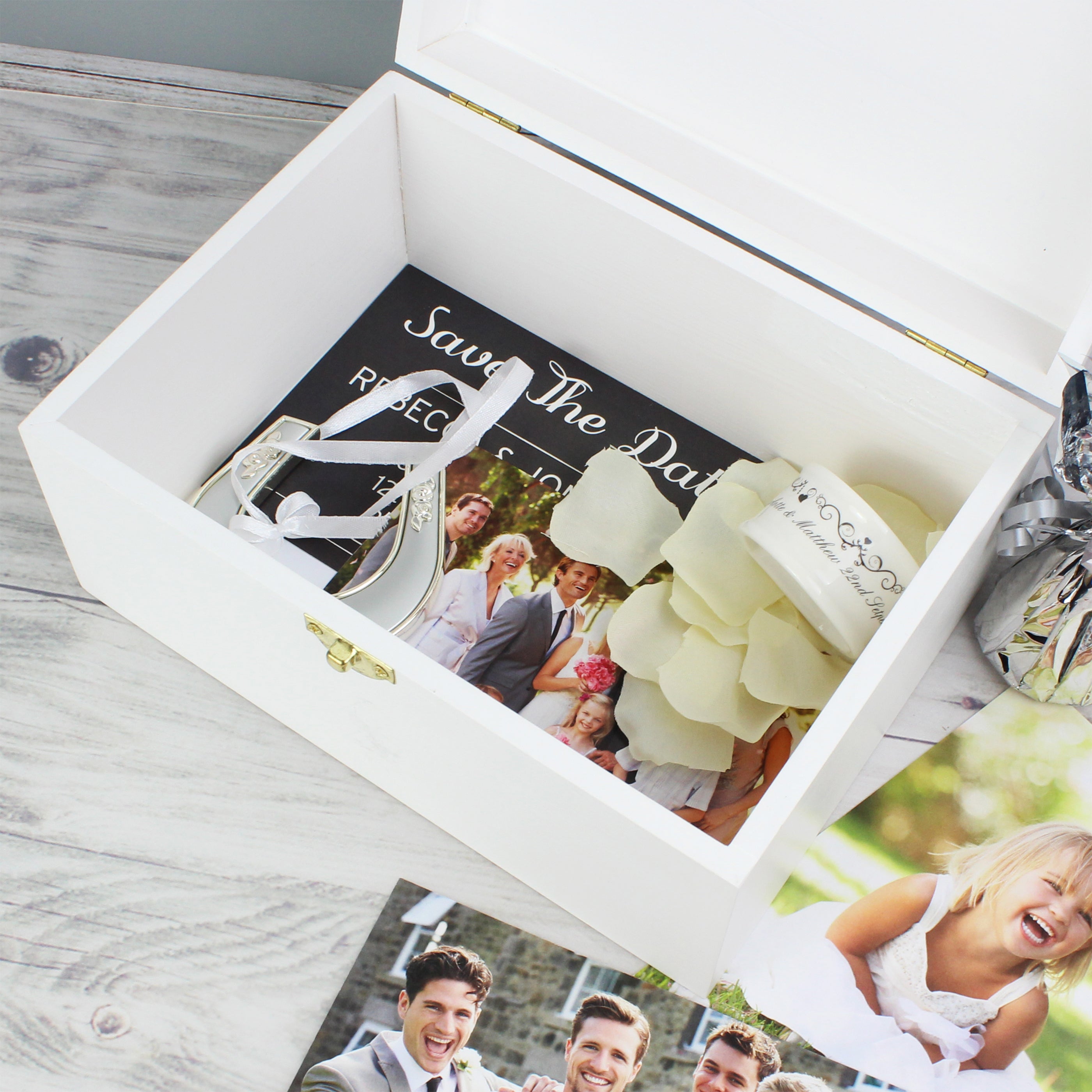 Personalised Fresh Botanical White Wooden Keepsake Box