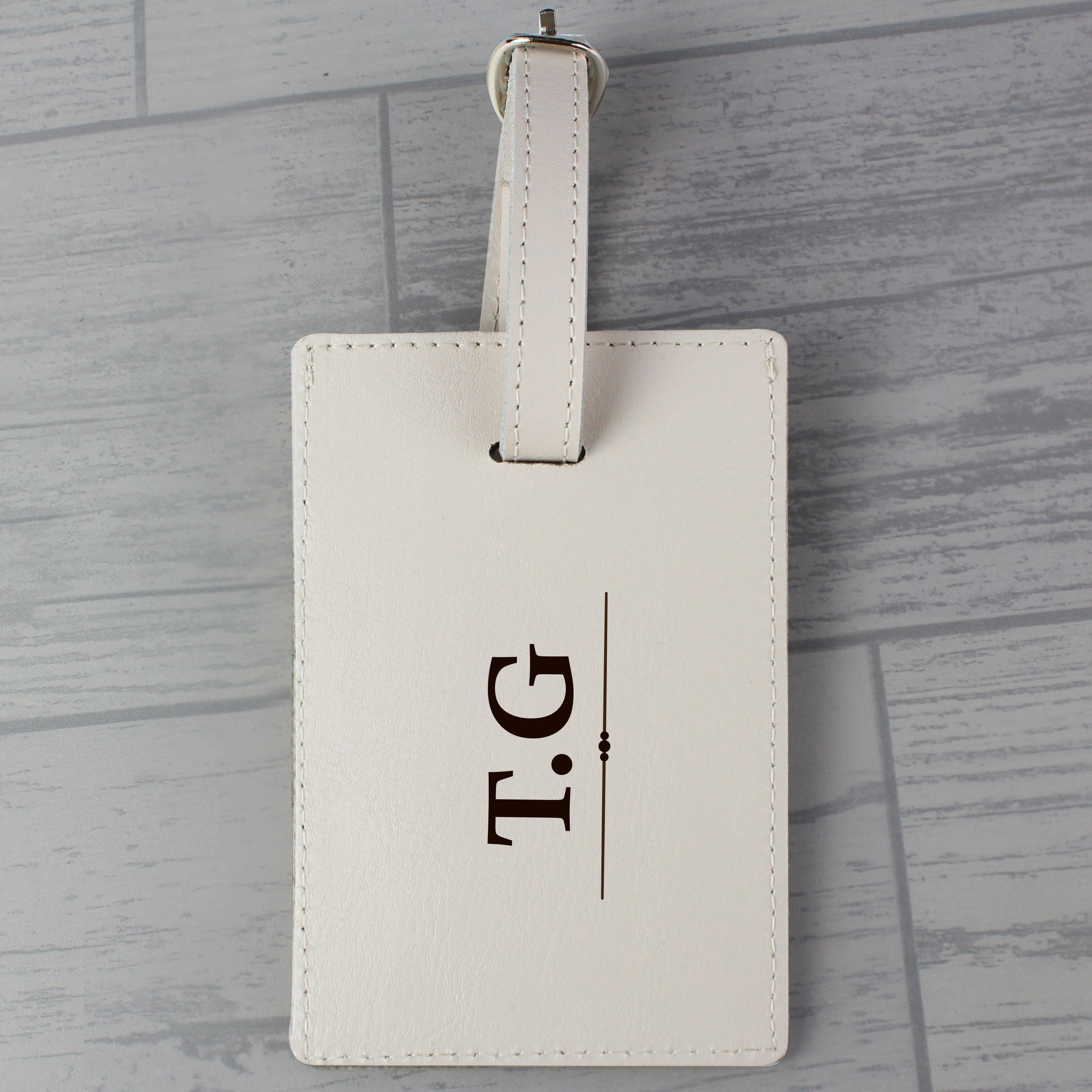 Personalised Classic Initials Cream Luggage Tag