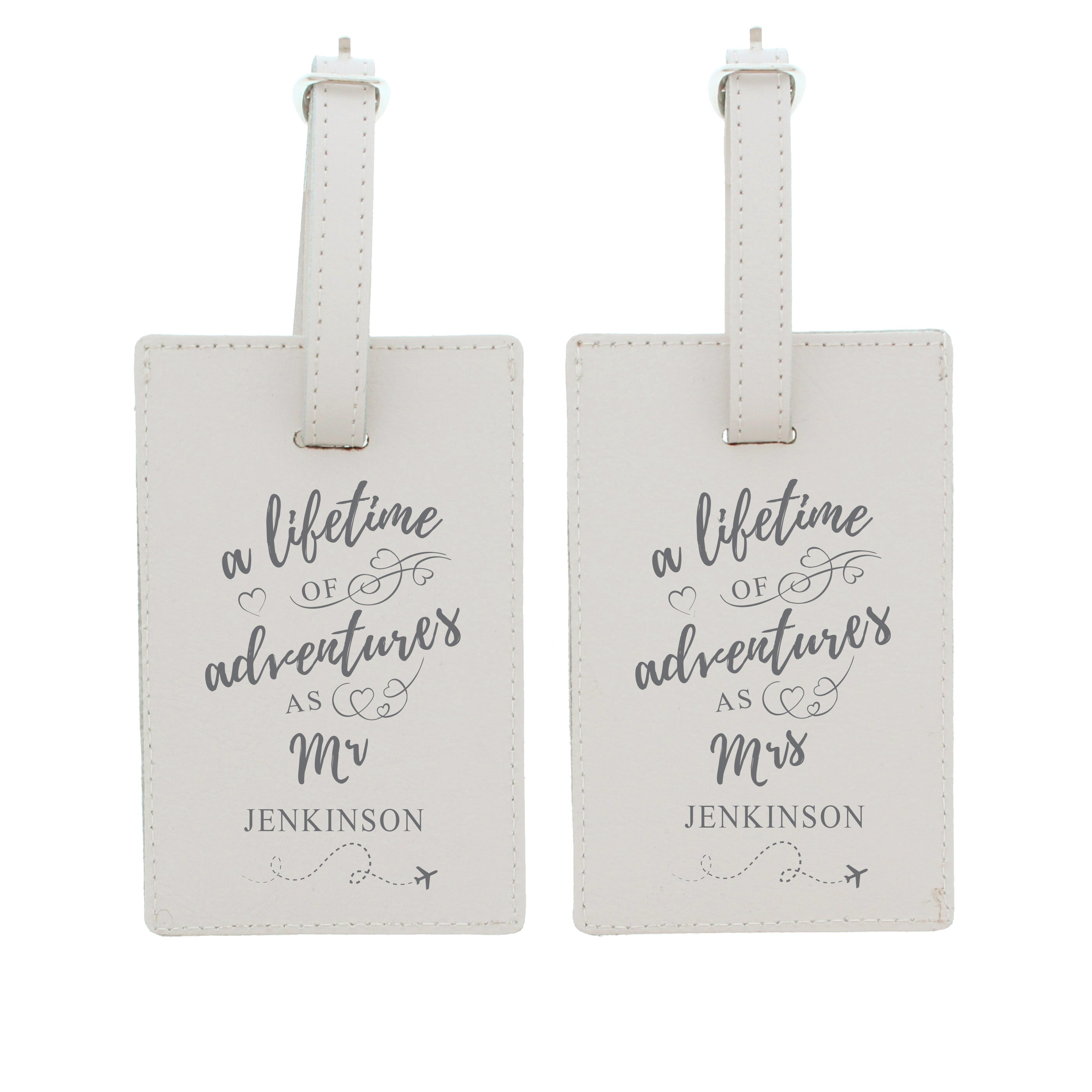 Personalised 'Lifetime of Adventures' Couples Luggage Tags