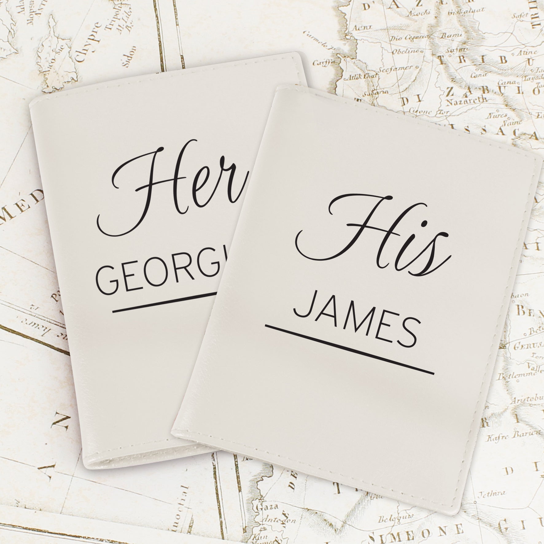 Personalised Couples Cream Passport Holders